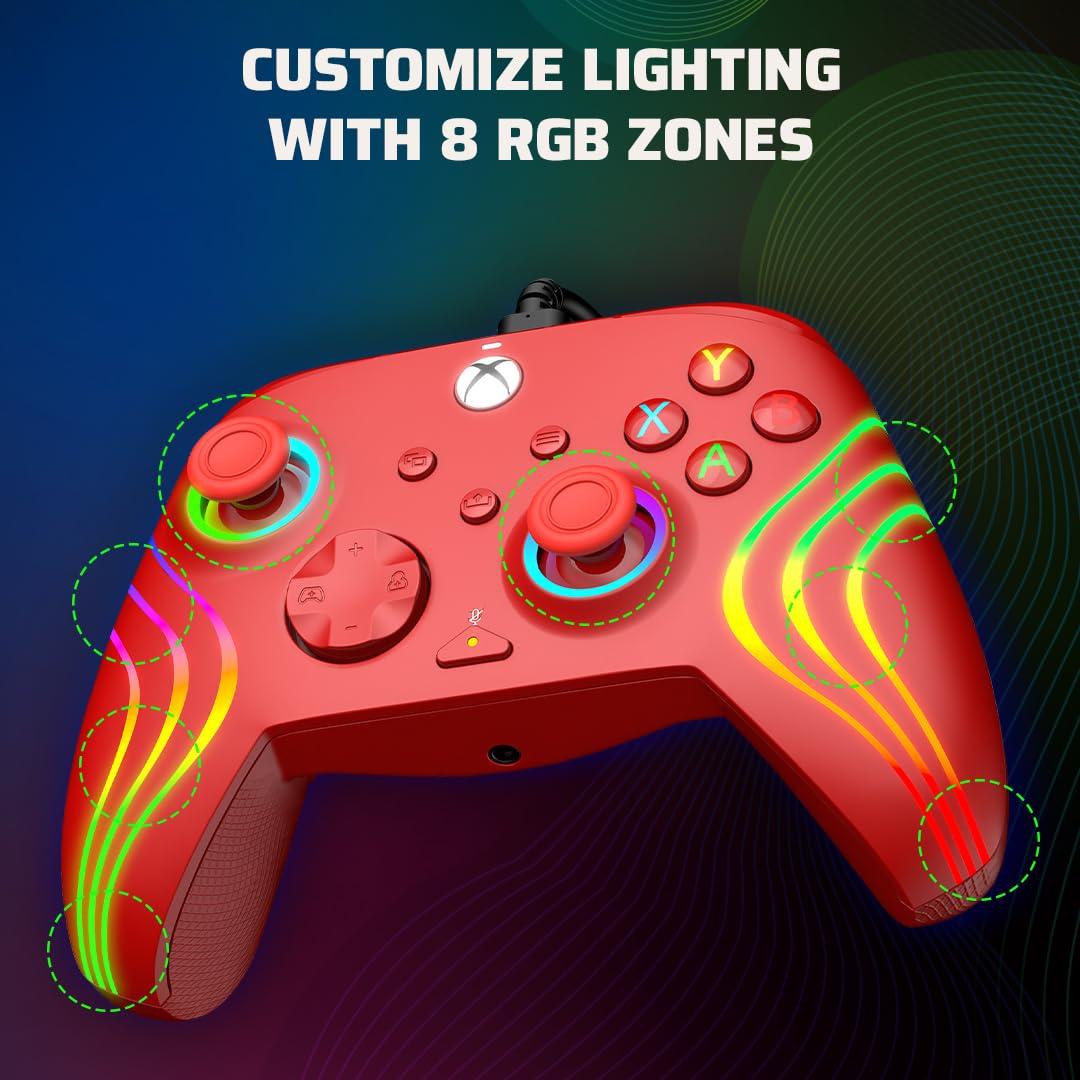 image:imagePDP Gaming Afterglow Wave Enhanced Wired Controller for Xbox Series XS Xbox One Windows 1011 PC Advanced Programmable Gamepad Customizable Lighting Licensed by Microsoft Companion App BlackRed