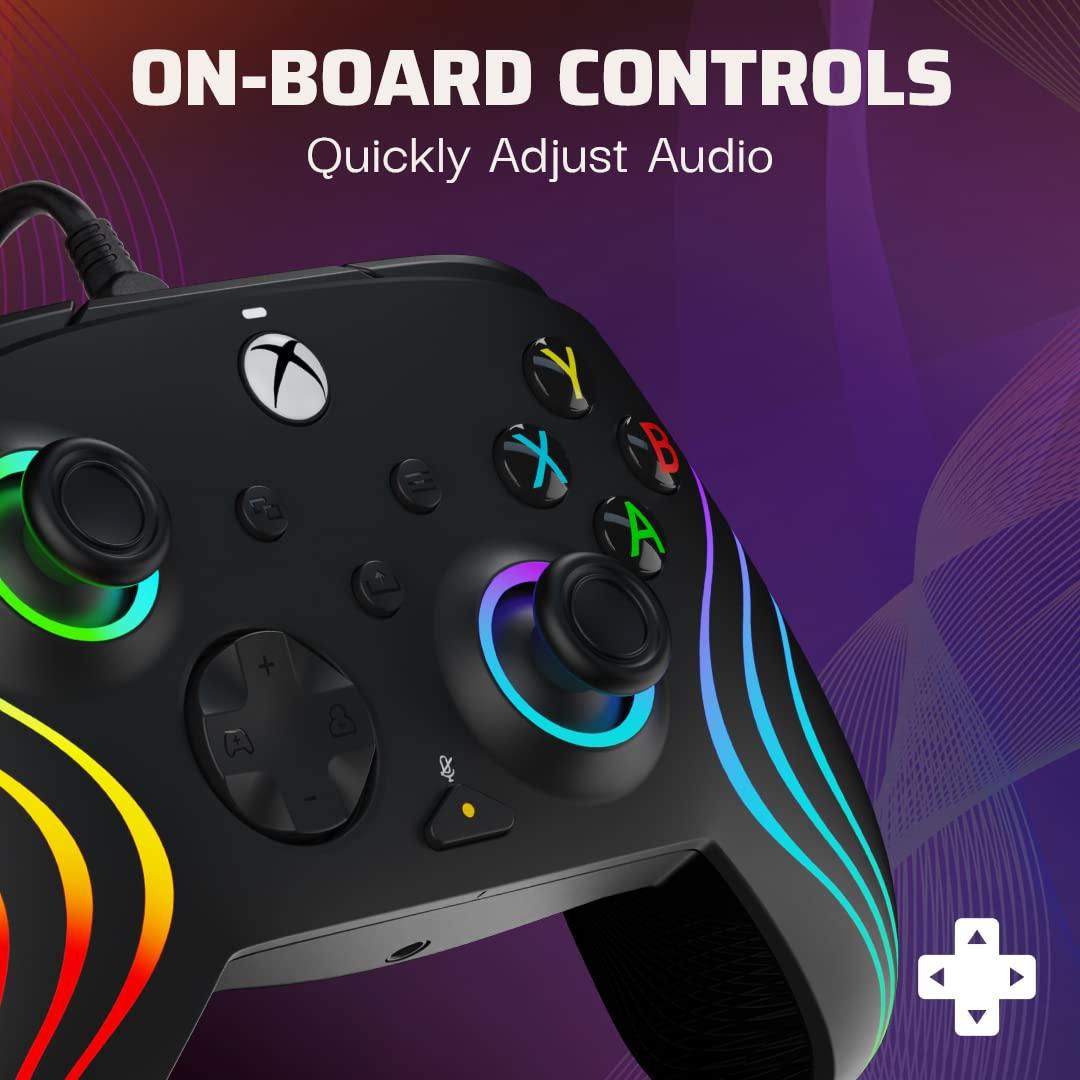 image:imagePDP Gaming Afterglow Wave Enhanced Wired Controller for Xbox Series XS Xbox One Windows 1011 PC Advanced Programmable Gamepad Customizable Lighting Licensed by Microsoft Companion App BlackWave Black