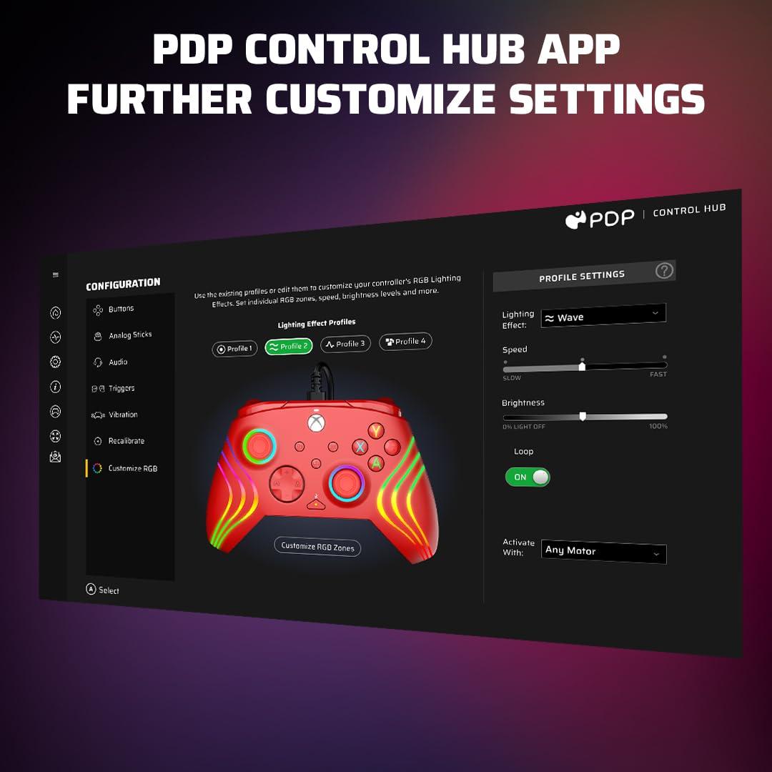image:imagePDP Gaming Afterglow Wave Enhanced Wired Controller for Xbox Series XS Xbox One Windows 1011 PC Advanced Programmable Gamepad Customizable Lighting Licensed by Microsoft Companion App BlackRed