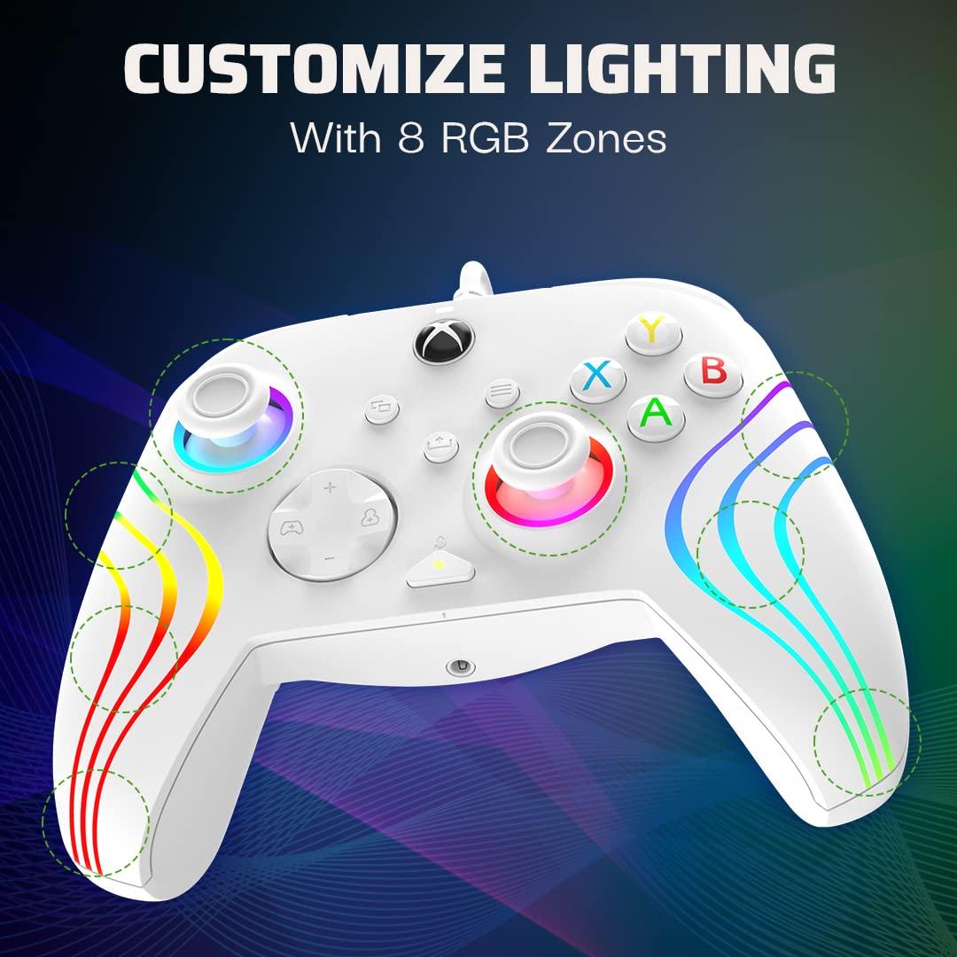 image:imagePDP Gaming Afterglow Wave Enhanced Wired Controller for Xbox Series XS Xbox One Windows 1011 PC Advanced Programmable Gamepad Customizable Lighting Licensed by Microsoft Companion App BlackWave White