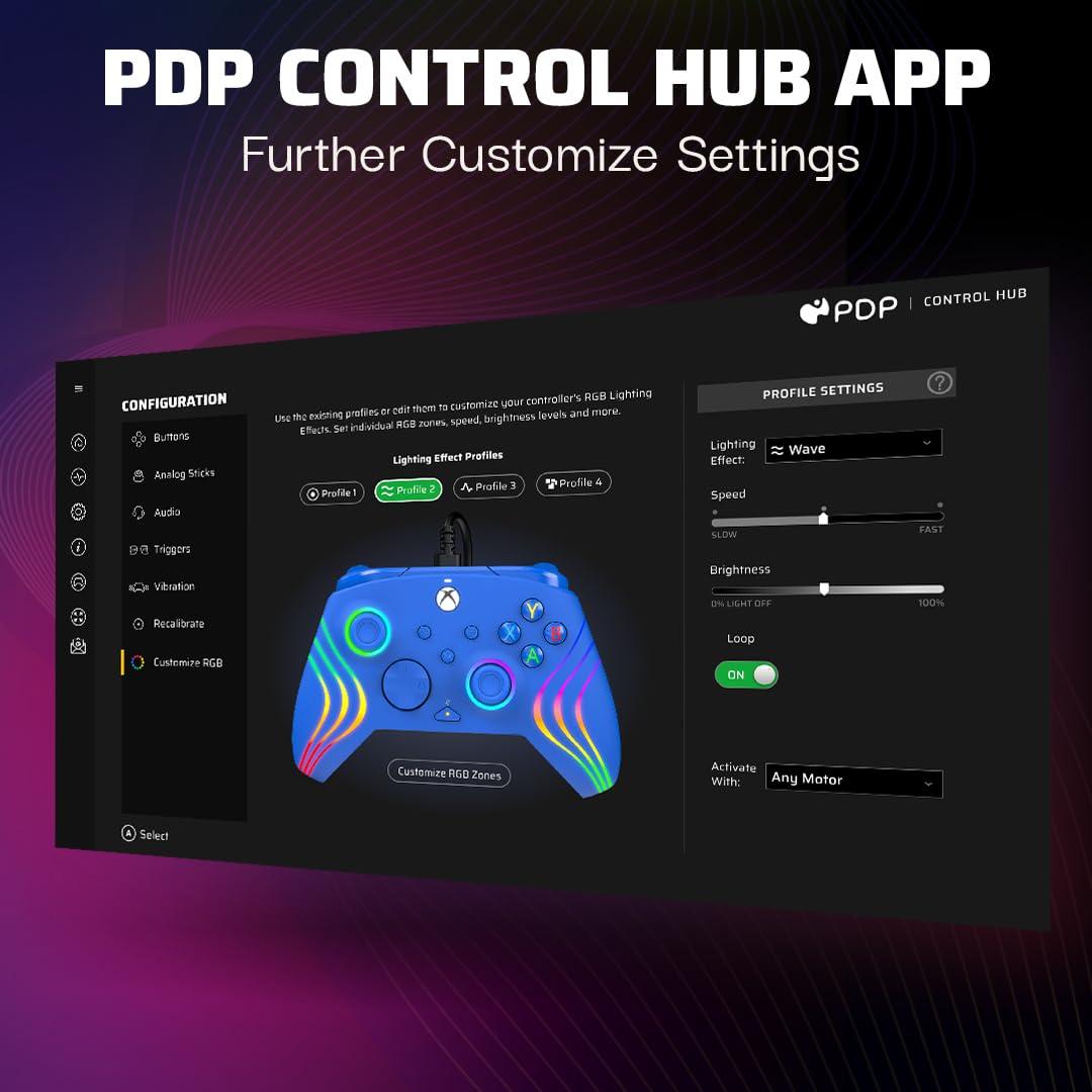 image:imagePDP Gaming Afterglow Wave Enhanced Wired Controller for Xbox Series XS Xbox One Windows 1011 PC Advanced Programmable Gamepad Customizable Lighting Licensed by Microsoft Companion App BlackBlue
