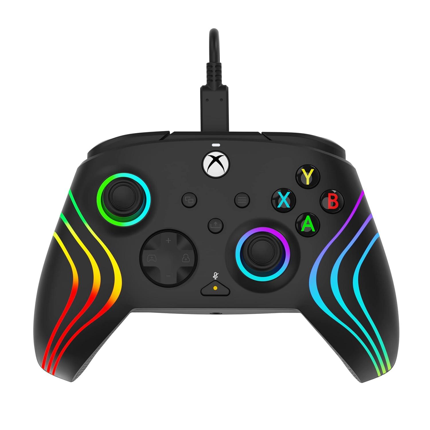 image:imagePDP Gaming Afterglow Wave Enhanced Wired Controller for Xbox Series XS Xbox One Windows 1011 PC Advanced Programmable Gamepad Customizable Lighting Licensed by Microsoft Companion App BlackWave Black