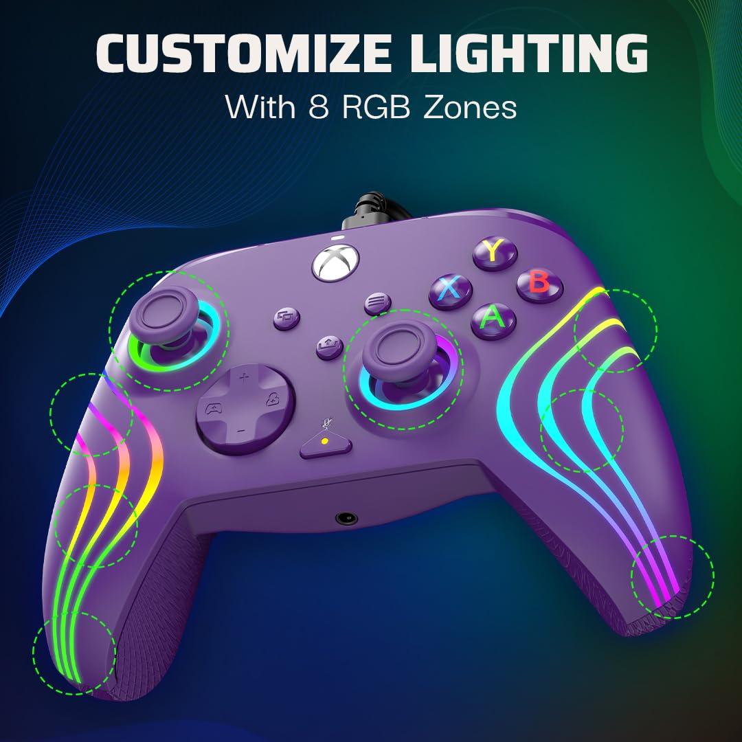 image:imagePDP Gaming Afterglow Wave Enhanced Wired Controller for Xbox Series XS Xbox One Windows 1011 PC Advanced Programmable Gamepad Customizable Lighting Licensed by Microsoft Companion App BlackPurple