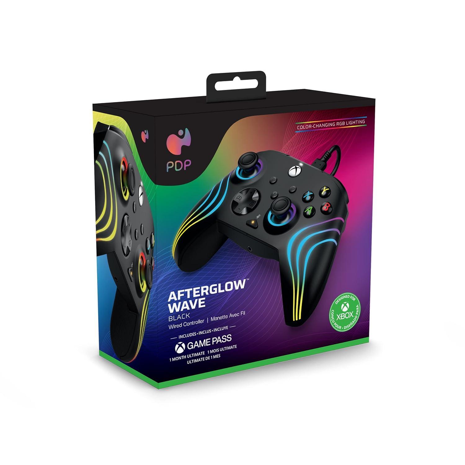 image:imagePDP Gaming Afterglow Wave Enhanced Wired Controller for Xbox Series XS Xbox One Windows 1011 PC Advanced Programmable Gamepad Customizable Lighting Licensed by Microsoft Companion App BlackWave Black