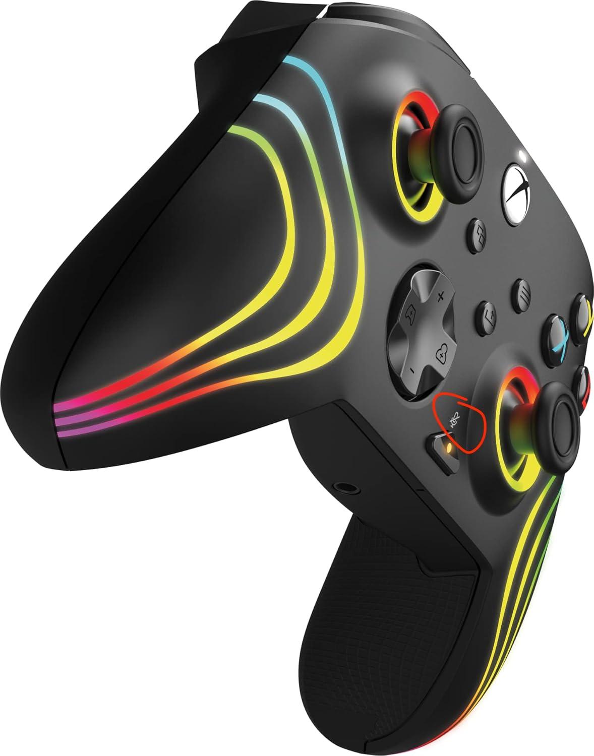 image:imagePDP Gaming Afterglow Wave Enhanced Wired Controller for Xbox Series XS Xbox One Windows 1011 PC Advanced Programmable Gamepad Customizable Lighting Licensed by Microsoft Companion App BlackWave Black