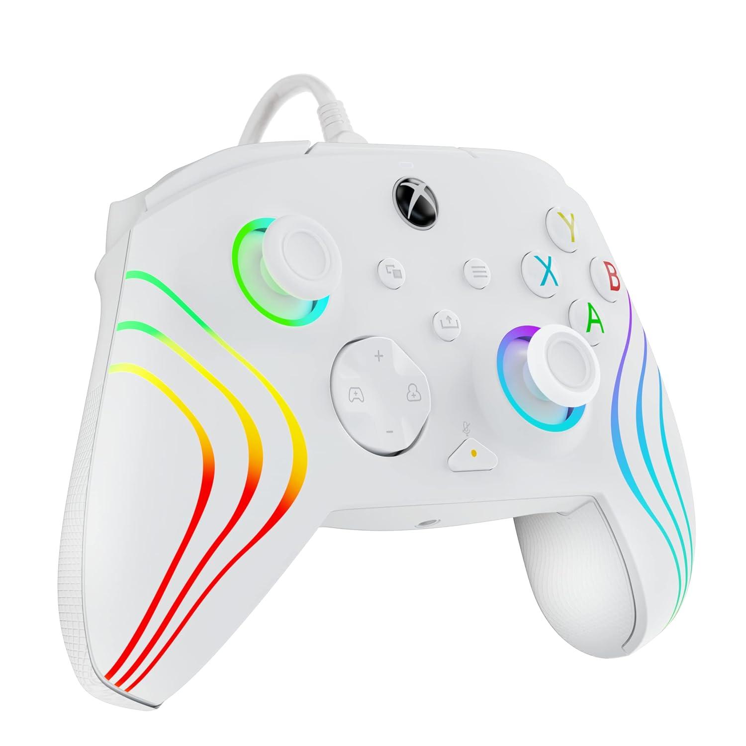 image:imagePDP Gaming Afterglow Wave Enhanced Wired Controller for Xbox Series XS Xbox One Windows 1011 PC Advanced Programmable Gamepad Customizable Lighting Licensed by Microsoft Companion App BlackWave White