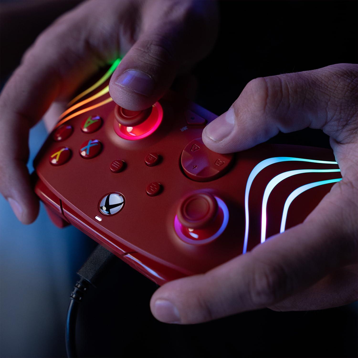 image:imagePDP Gaming Afterglow Wave Enhanced Wired Controller for Xbox Series XS Xbox One Windows 1011 PC Advanced Programmable Gamepad Customizable Lighting Licensed by Microsoft Companion App BlackRed