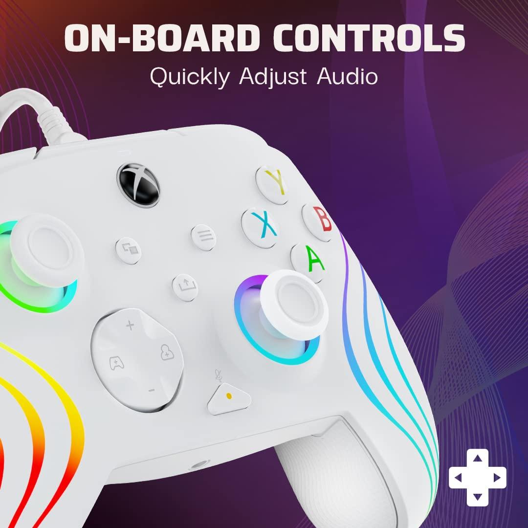 image:imagePDP Gaming Afterglow Wave Enhanced Wired Controller for Xbox Series XS Xbox One Windows 1011 PC Advanced Programmable Gamepad Customizable Lighting Licensed by Microsoft Companion App BlackWave White