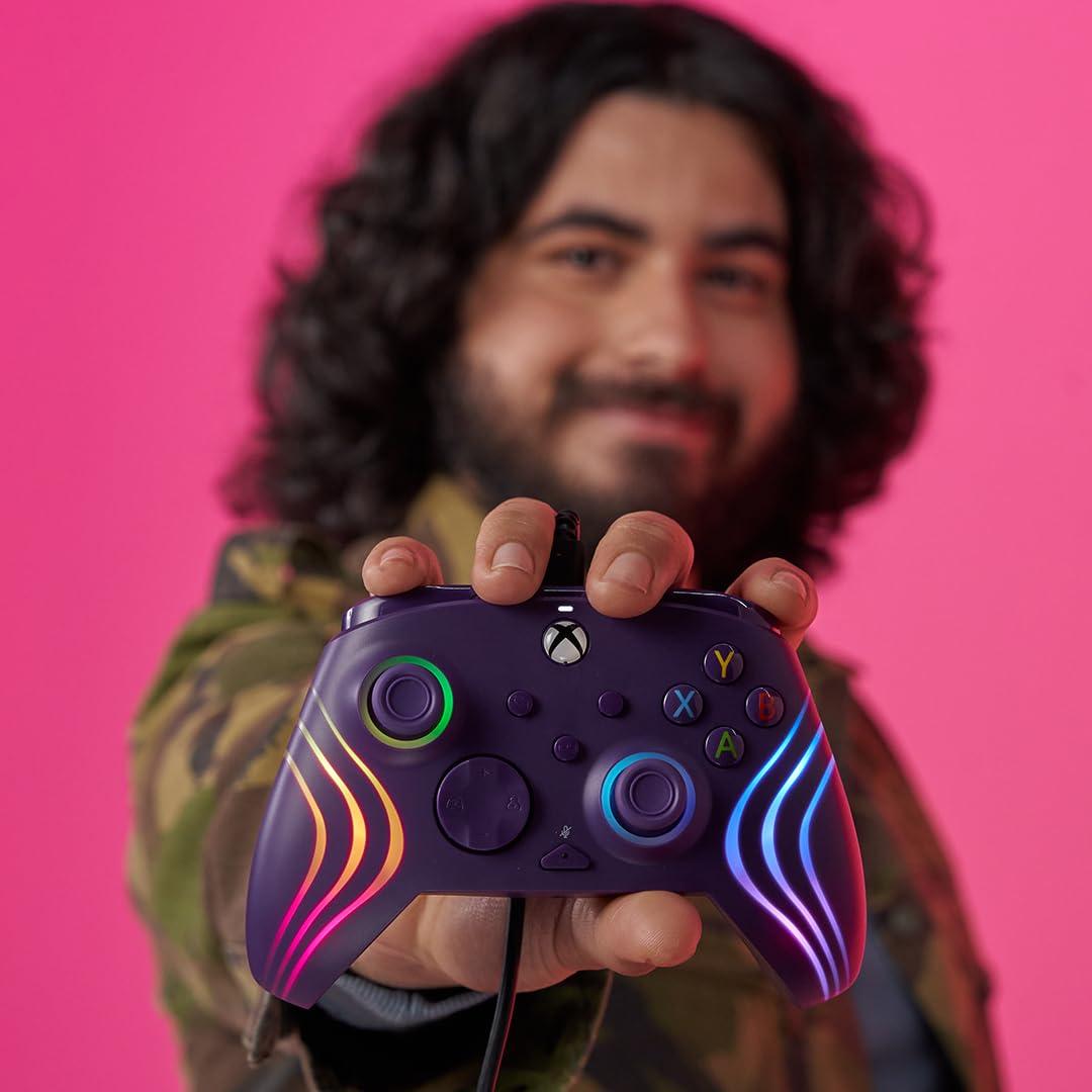 image:imagePDP Gaming Afterglow Wave Enhanced Wired Controller for Xbox Series XS Xbox One Windows 1011 PC Advanced Programmable Gamepad Customizable Lighting Licensed by Microsoft Companion App BlackPurple