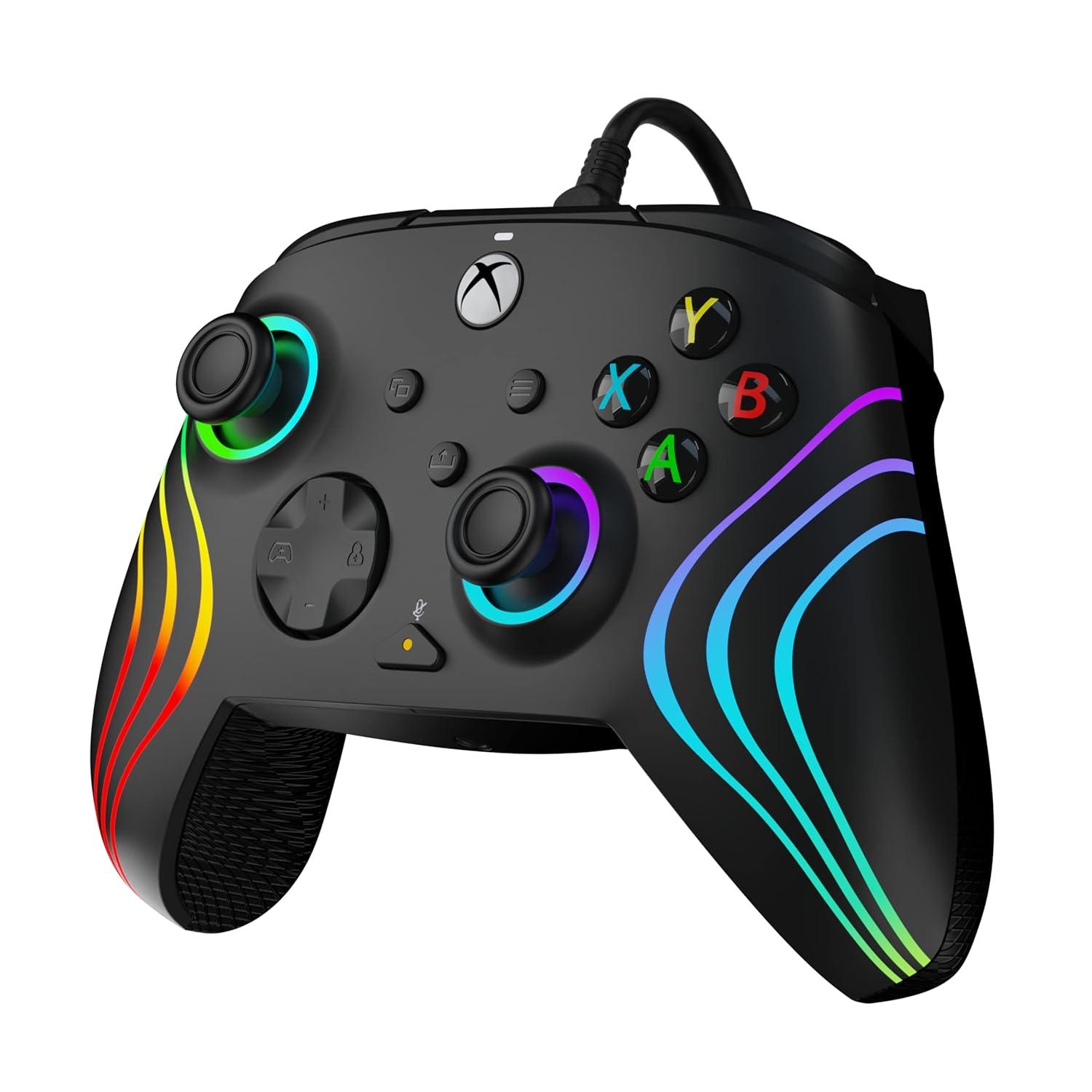 image:imagePDP Gaming Afterglow Wave Enhanced Wired Controller for Xbox Series XS Xbox One Windows 1011 PC Advanced Programmable Gamepad Customizable Lighting Licensed by Microsoft Companion App BlackWave Black