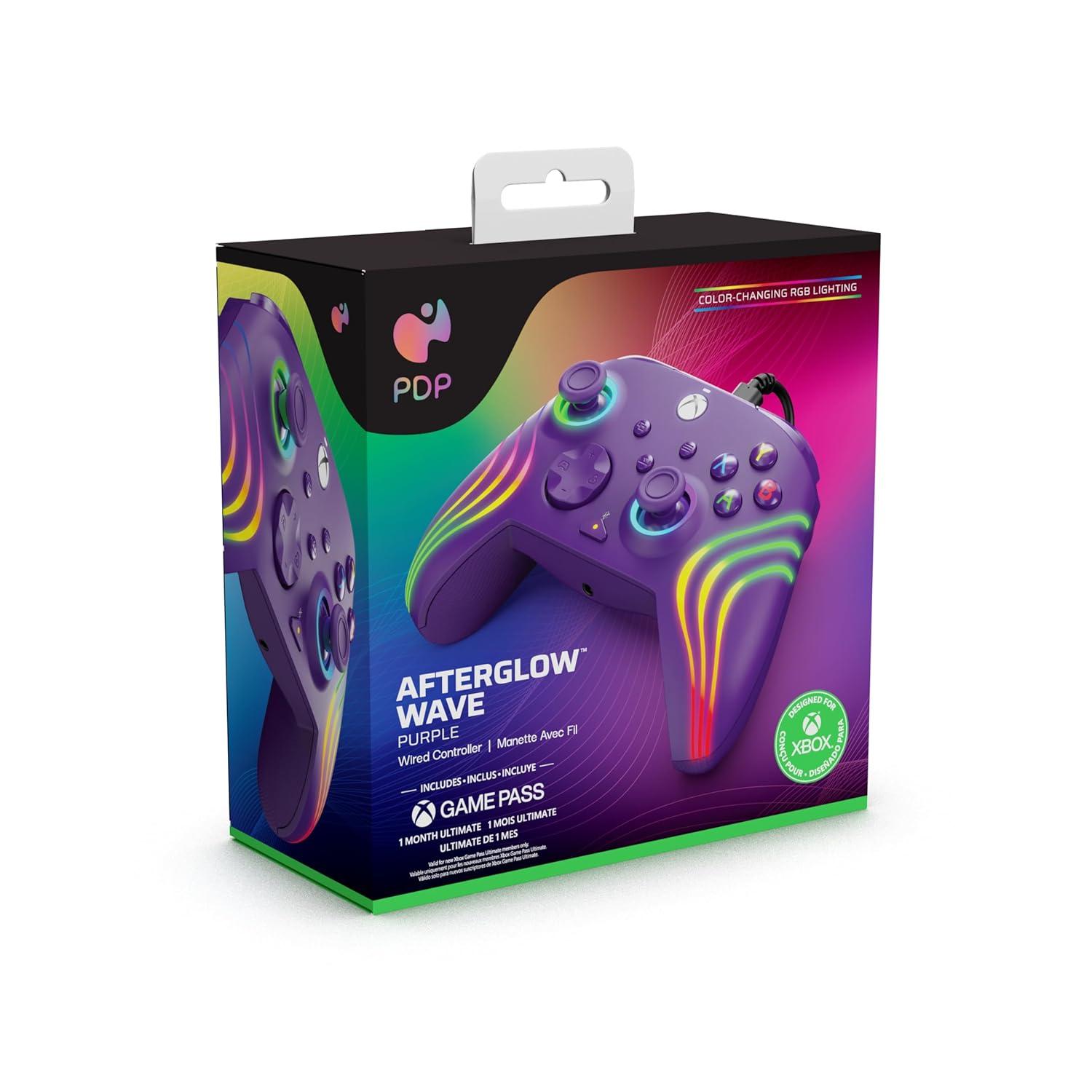 image:imagePDP Gaming Afterglow Wave Enhanced Wired Controller for Xbox Series XS Xbox One Windows 1011 PC Advanced Programmable Gamepad Customizable Lighting Licensed by Microsoft Companion App BlackPurple