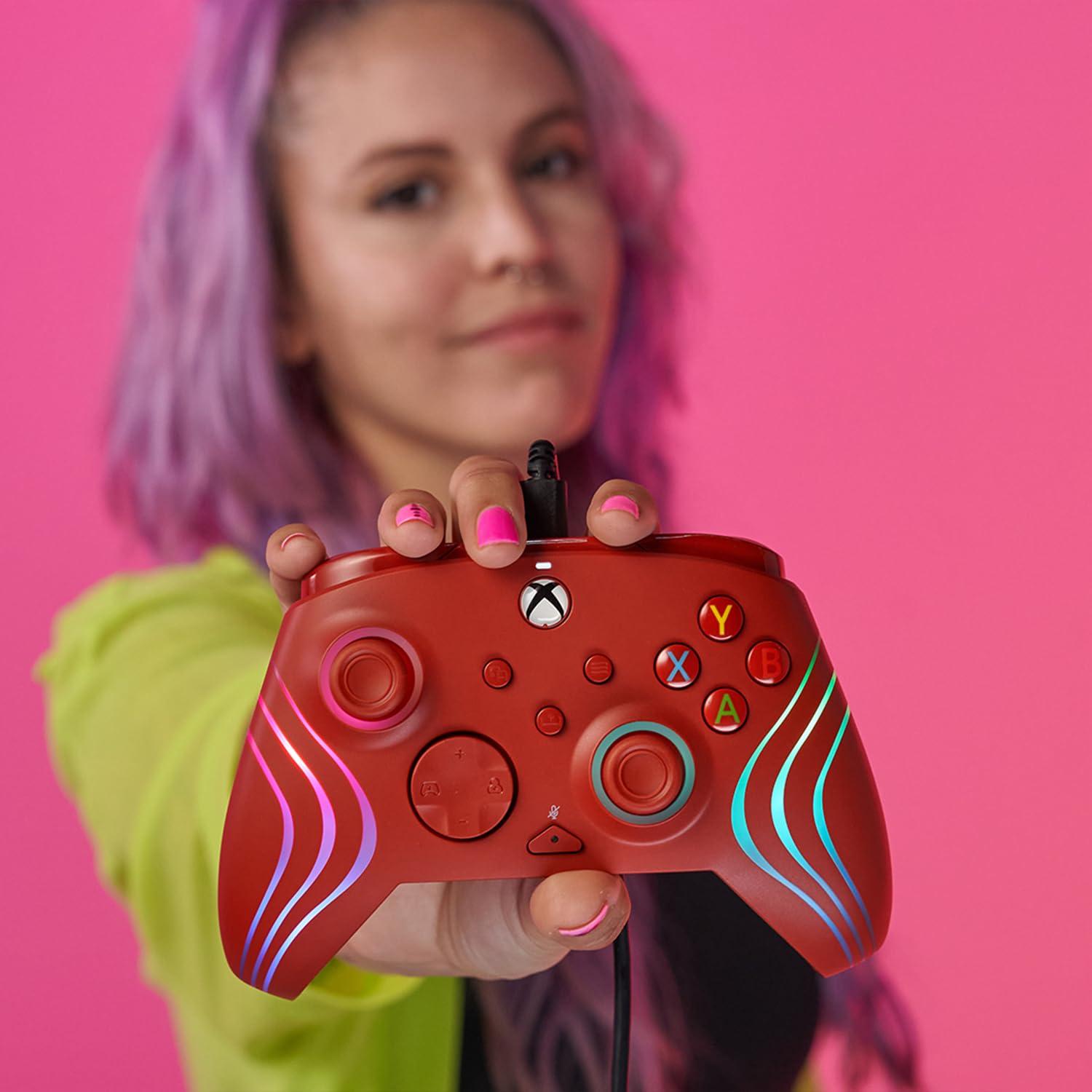 image:imagePDP Gaming Afterglow Wave Enhanced Wired Controller for Xbox Series XS Xbox One Windows 1011 PC Advanced Programmable Gamepad Customizable Lighting Licensed by Microsoft Companion App BlackRed