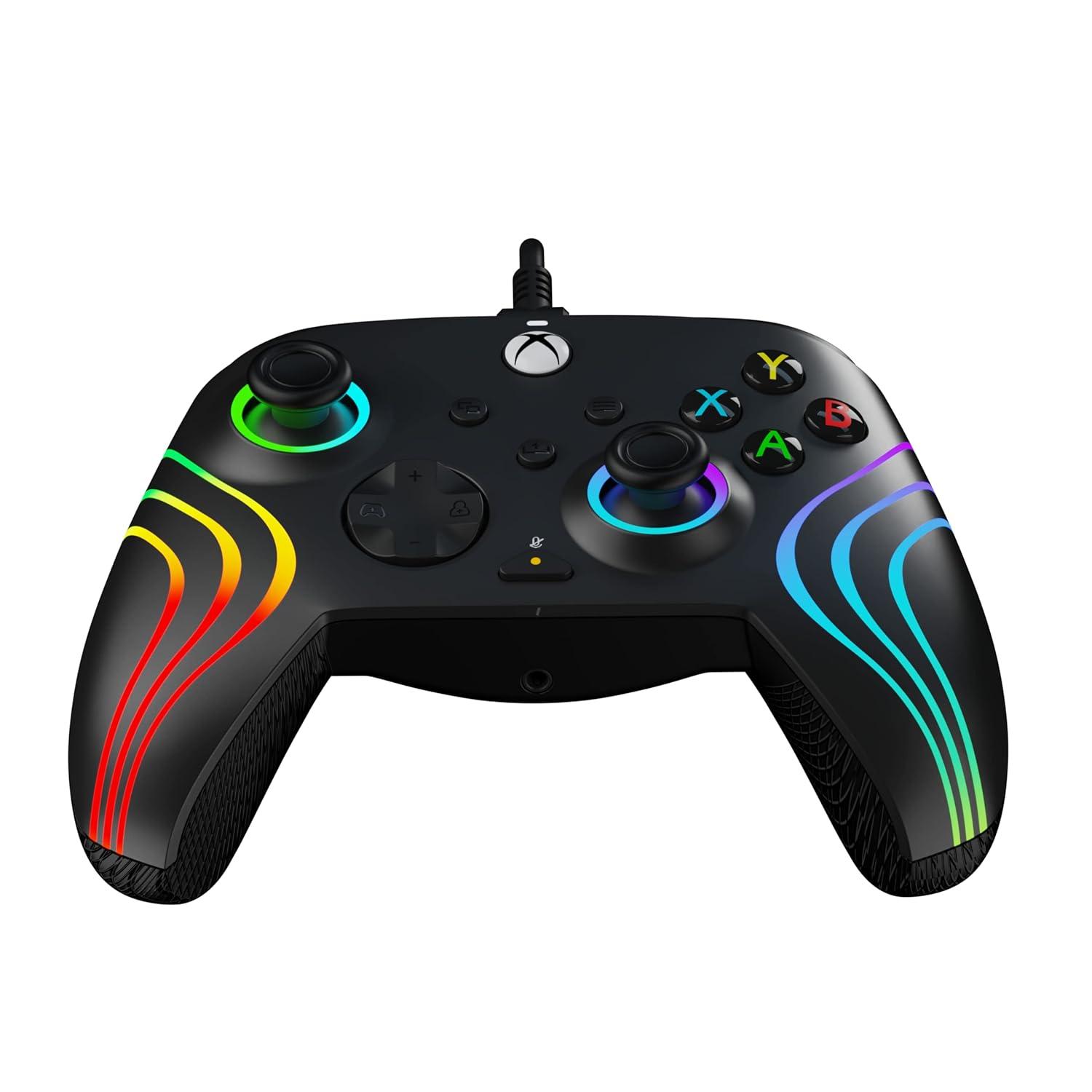 image:imagePDP Gaming Afterglow Wave Enhanced Wired Controller for Xbox Series XS Xbox One Windows 1011 PC Advanced Programmable Gamepad Customizable Lighting Licensed by Microsoft Companion App BlackWave Black