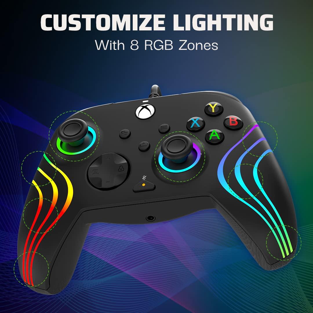image:imagePDP Gaming Afterglow Wave Enhanced Wired Controller for Xbox Series XS Xbox One Windows 1011 PC Advanced Programmable Gamepad Customizable Lighting Licensed by Microsoft Companion App BlackWave Black