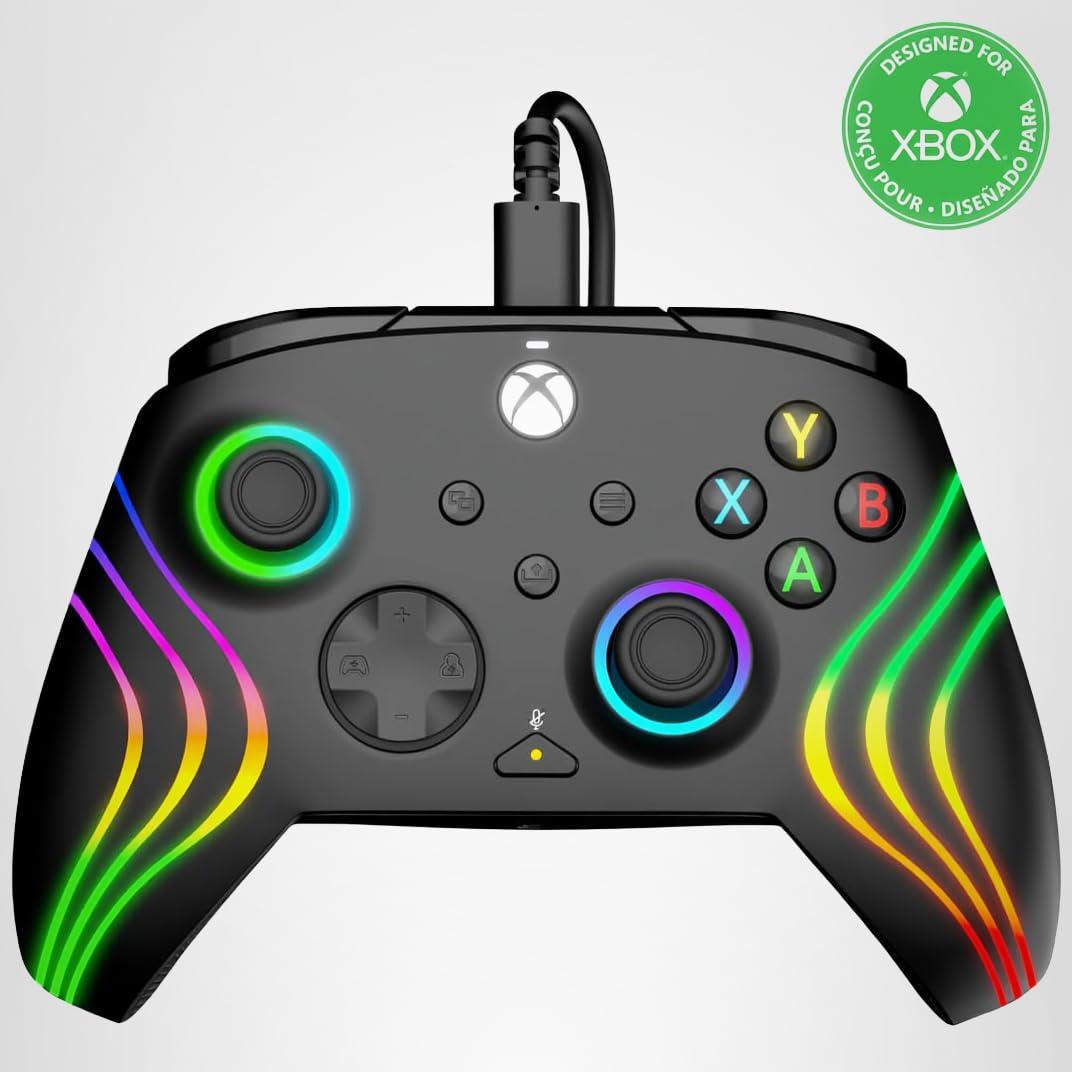 image:imagePDP Gaming Afterglow Wave Enhanced Wired Controller for Xbox Series XS Xbox One Windows 1011 PC Advanced Programmable Gamepad Customizable Lighting Licensed by Microsoft Companion App BlackWave Black