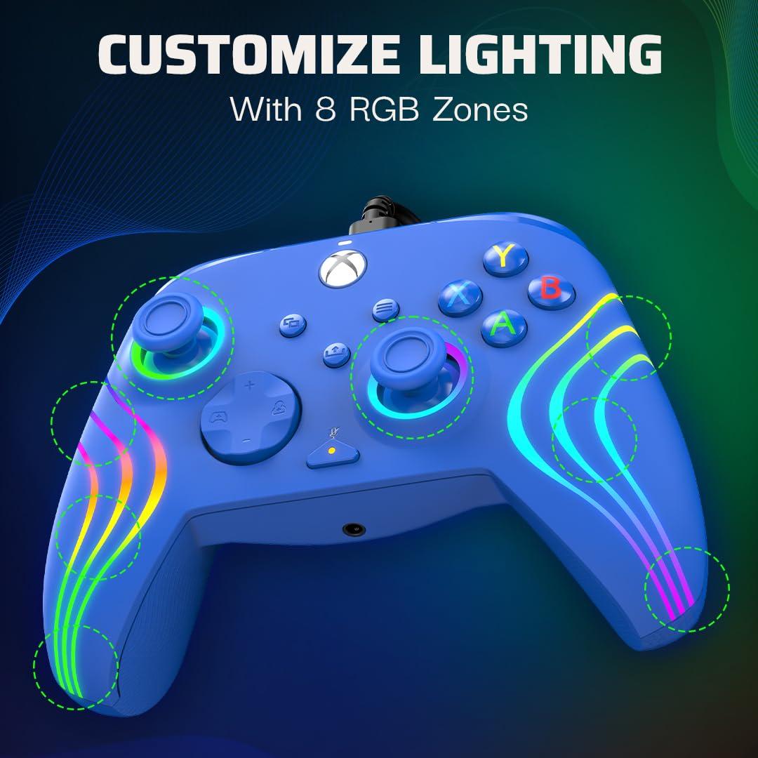 image:imagePDP Gaming Afterglow Wave Enhanced Wired Controller for Xbox Series XS Xbox One Windows 1011 PC Advanced Programmable Gamepad Customizable Lighting Licensed by Microsoft Companion App BlackBlue