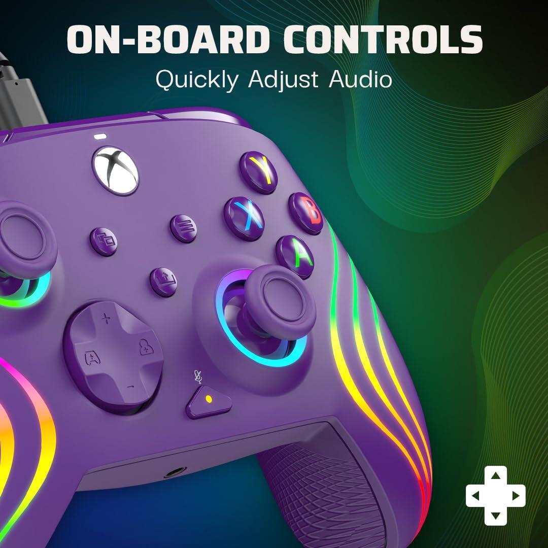 image:imagePDP Gaming Afterglow Wave Enhanced Wired Controller for Xbox Series XS Xbox One Windows 1011 PC Advanced Programmable Gamepad Customizable Lighting Licensed by Microsoft Companion App BlackPurple
