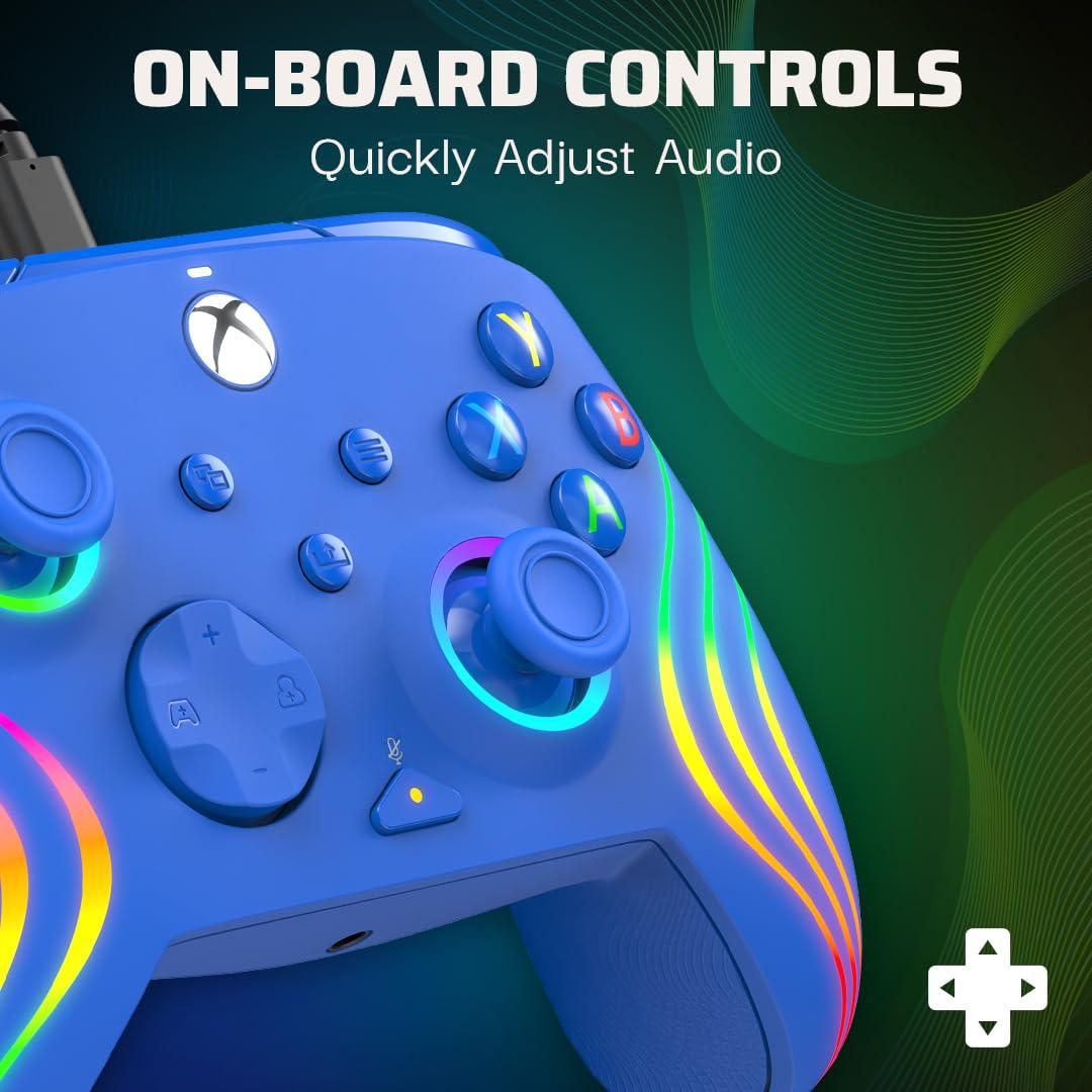 image:imagePDP Gaming Afterglow Wave Enhanced Wired Controller for Xbox Series XS Xbox One Windows 1011 PC Advanced Programmable Gamepad Customizable Lighting Licensed by Microsoft Companion App BlackBlue