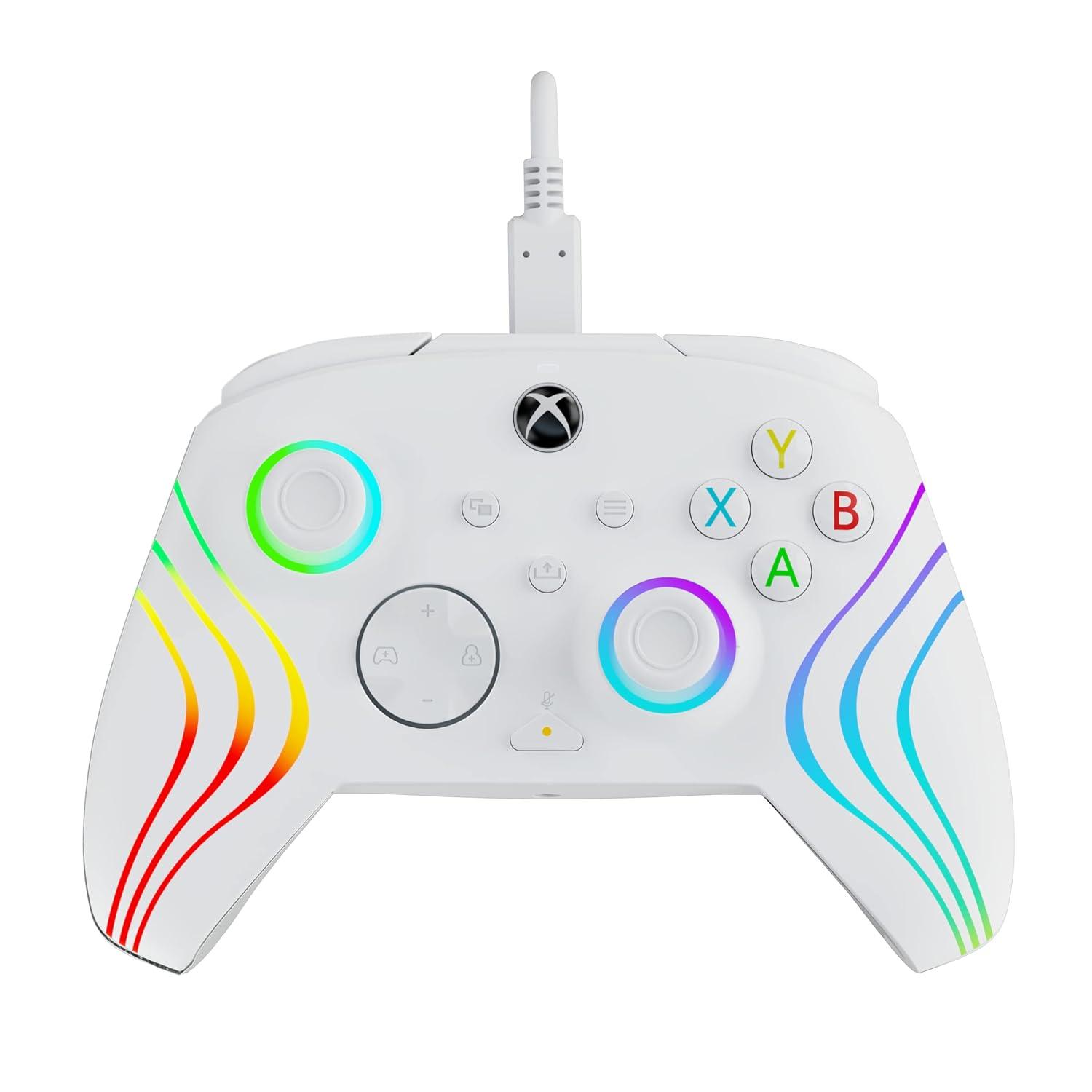 image:imagePDP Gaming Afterglow Wave Enhanced Wired Controller for Xbox Series XS Xbox One Windows 1011 PC Advanced Programmable Gamepad Customizable Lighting Licensed by Microsoft Companion App BlackWave White