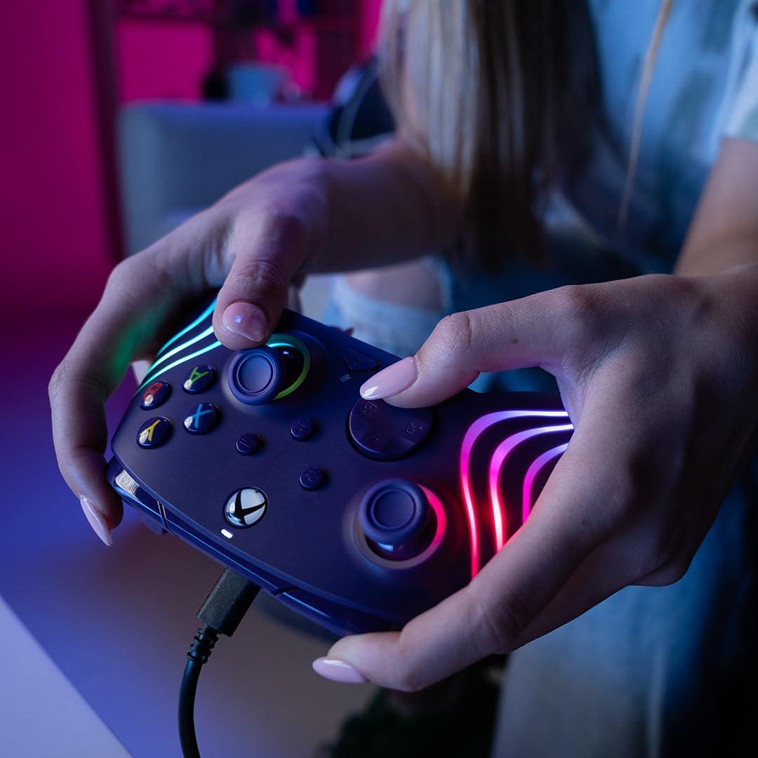 image:imagePDP Gaming Afterglow Wave Enhanced Wired Controller for Xbox Series XS Xbox One Windows 1011 PC Advanced Programmable Gamepad Customizable Lighting Licensed by Microsoft Companion App BlackPurple