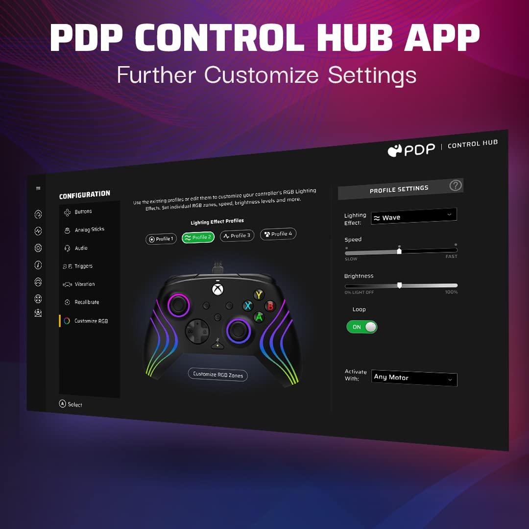 image:imagePDP Gaming Afterglow Wave Enhanced Wired Controller for Xbox Series XS Xbox One Windows 1011 PC Advanced Programmable Gamepad Customizable Lighting Licensed by Microsoft Companion App BlackWave Black