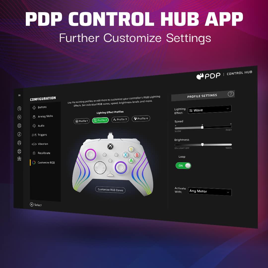 image:imagePDP Gaming Afterglow Wave Enhanced Wired Controller for Xbox Series XS Xbox One Windows 1011 PC Advanced Programmable Gamepad Customizable Lighting Licensed by Microsoft Companion App BlackWave White