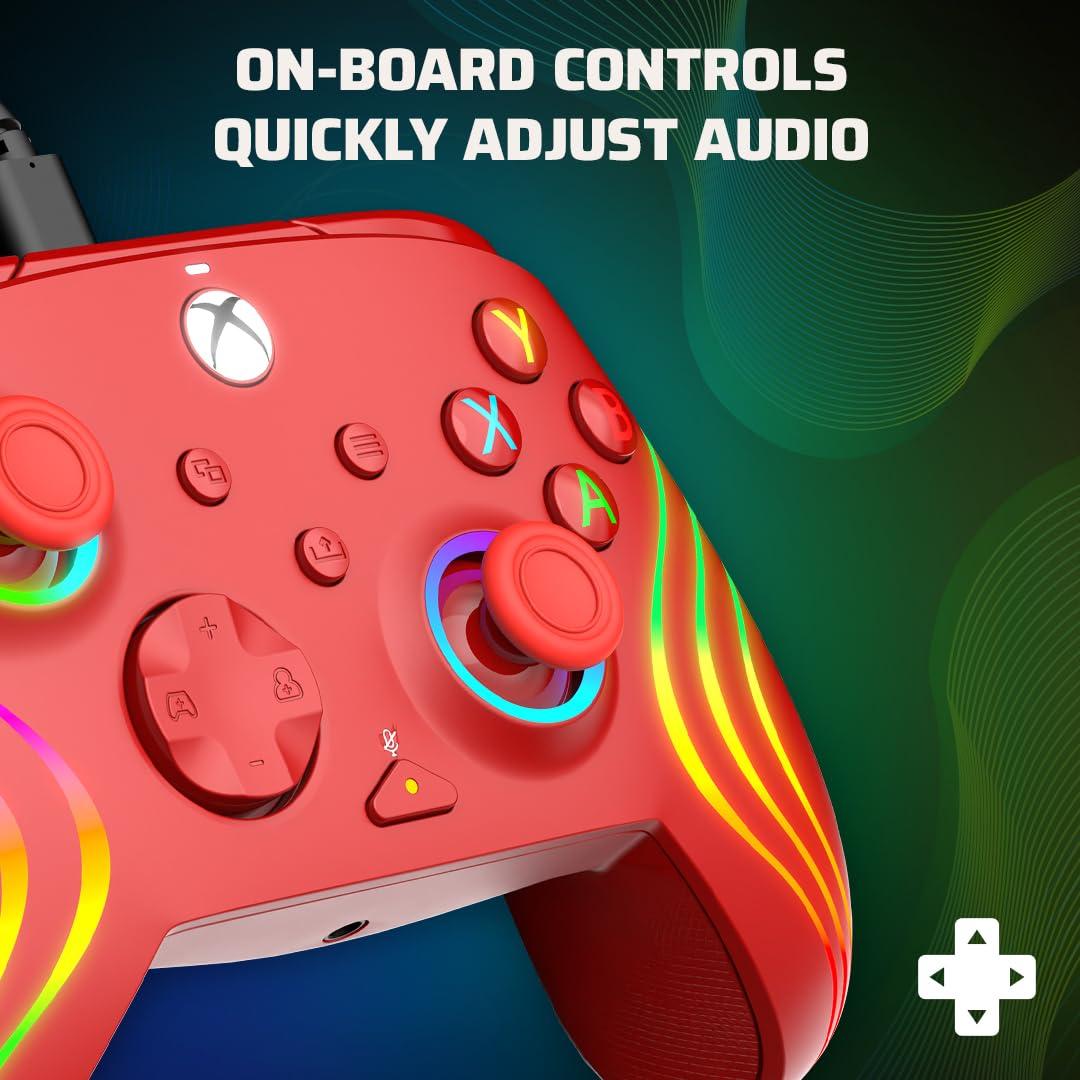 image:imagePDP Gaming Afterglow Wave Enhanced Wired Controller for Xbox Series XS Xbox One Windows 1011 PC Advanced Programmable Gamepad Customizable Lighting Licensed by Microsoft Companion App BlackRed