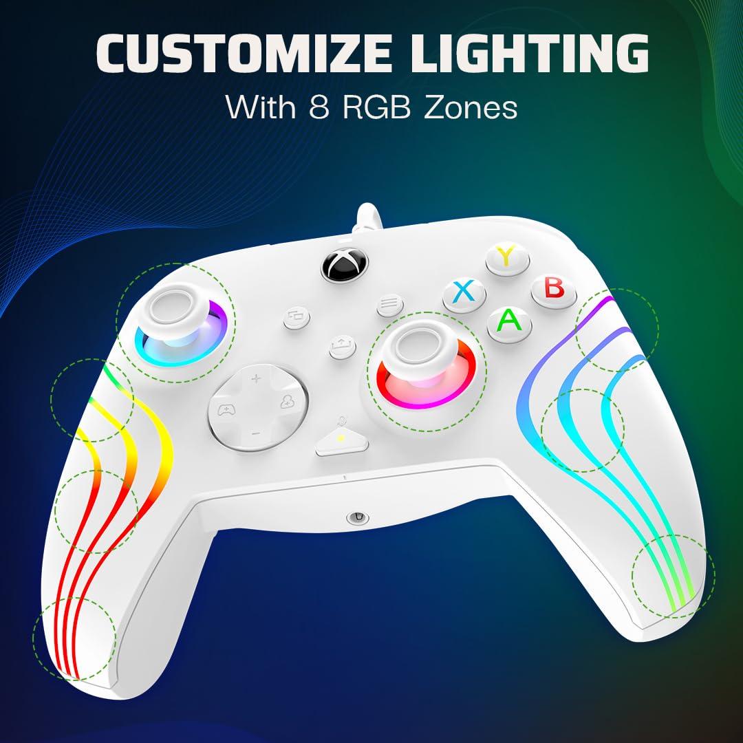 image:imagePDP Gaming Afterglow Wave Enhanced Wired Controller for Xbox Series XS Xbox One Windows 1011 PC Advanced Programmable Gamepad Customizable Lighting Licensed by Microsoft Companion App BlackWave White