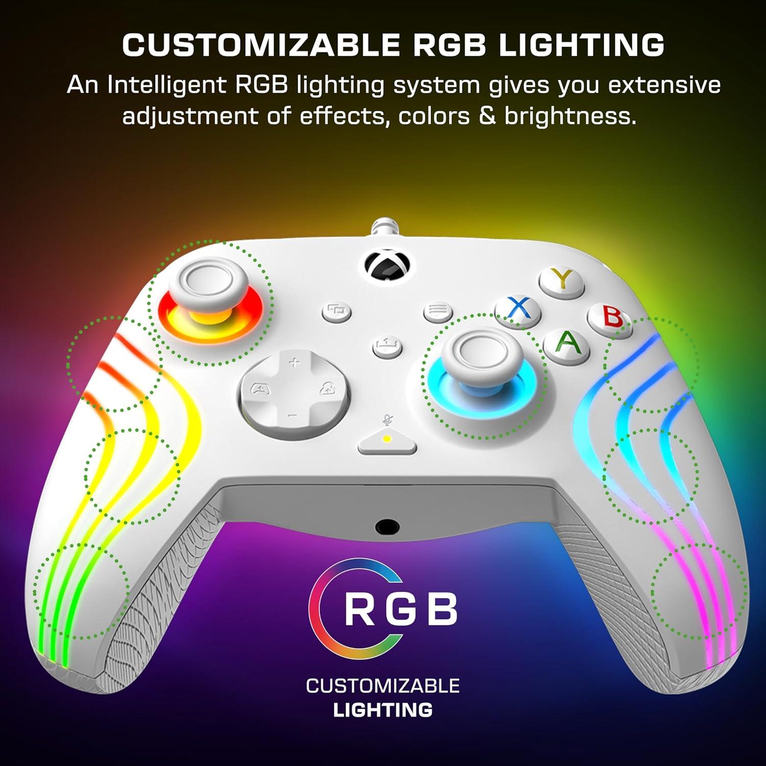 image:imageTurtle Beach Afterglow Ignite Wired RGB Gaming Controller for Xbox amp PC Customizable RGB Remappable Buttons HallEffect Hair Triggers 10ft Cable Officially Licensed by Xbox Time MachineWhite