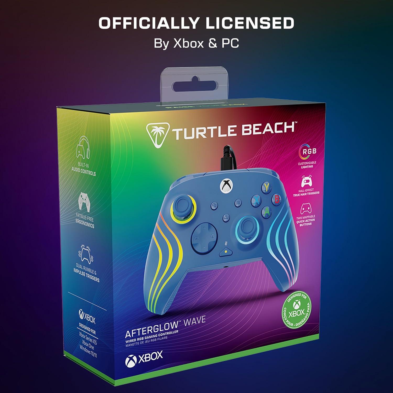 image:imageTurtle Beach Afterglow Ignite Wired RGB Gaming Controller for Xbox amp PC Customizable RGB Remappable Buttons HallEffect Hair Triggers 10ft Cable Officially Licensed by Xbox Time MachineBlue