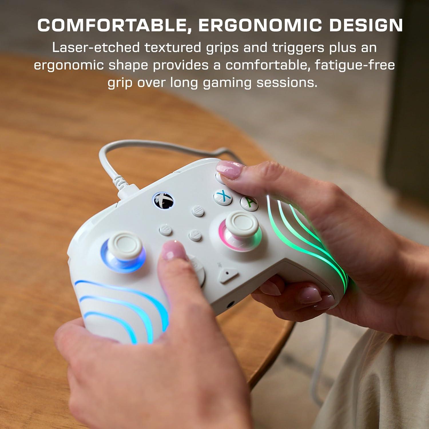image:imageTurtle Beach Afterglow Ignite Wired RGB Gaming Controller for Xbox amp PC Customizable RGB Remappable Buttons HallEffect Hair Triggers 10ft Cable Officially Licensed by Xbox Time MachineWhite