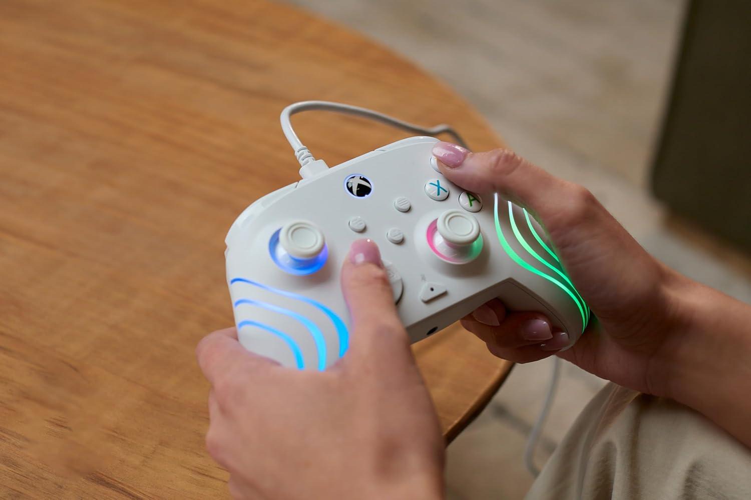 image:imageTurtle Beach Afterglow Ignite Wired RGB Gaming Controller for Xbox amp PC Customizable RGB Remappable Buttons HallEffect Hair Triggers 10ft Cable Officially Licensed by Xbox Time MachineWhite