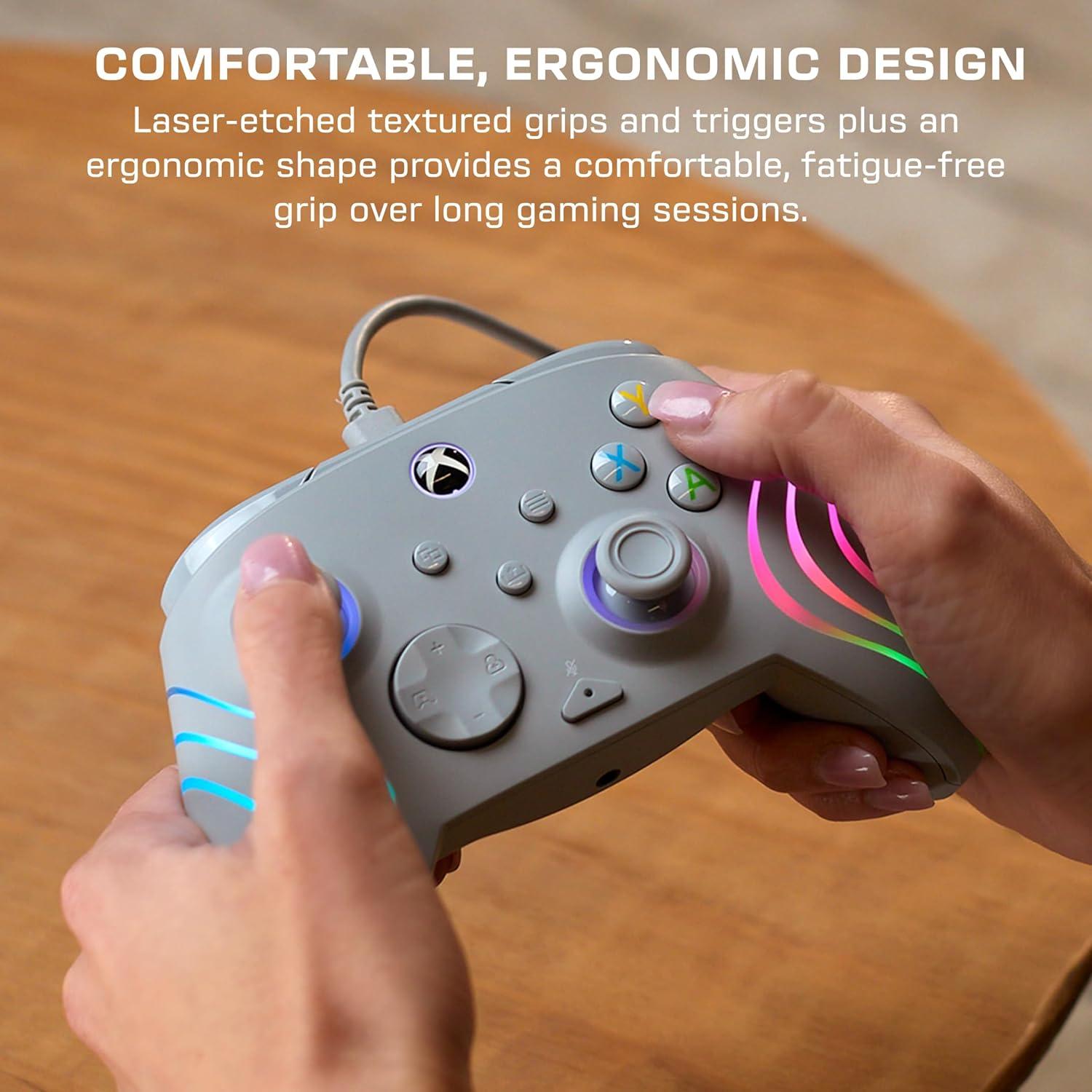 image:imageTurtle Beach Afterglow Ignite Wired RGB Gaming Controller for Xbox amp PC Customizable RGB Remappable Buttons HallEffect Hair Triggers 10ft Cable Officially Licensed by Xbox Time MachineGrey