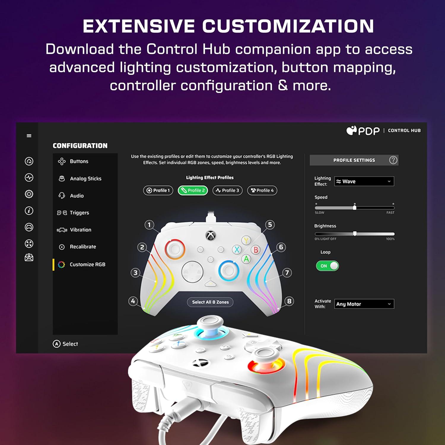 image:imageTurtle Beach Afterglow Ignite Wired RGB Gaming Controller for Xbox amp PC Customizable RGB Remappable Buttons HallEffect Hair Triggers 10ft Cable Officially Licensed by Xbox Time MachineWhite