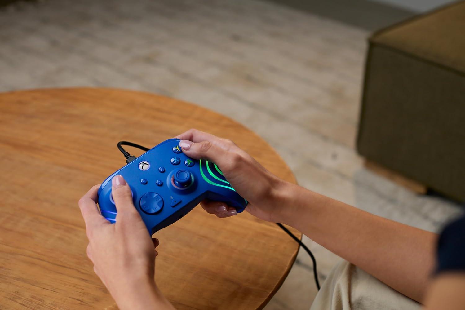 image:imageTurtle Beach Afterglow Ignite Wired RGB Gaming Controller for Xbox amp PC Customizable RGB Remappable Buttons HallEffect Hair Triggers 10ft Cable Officially Licensed by Xbox Time MachineBlue