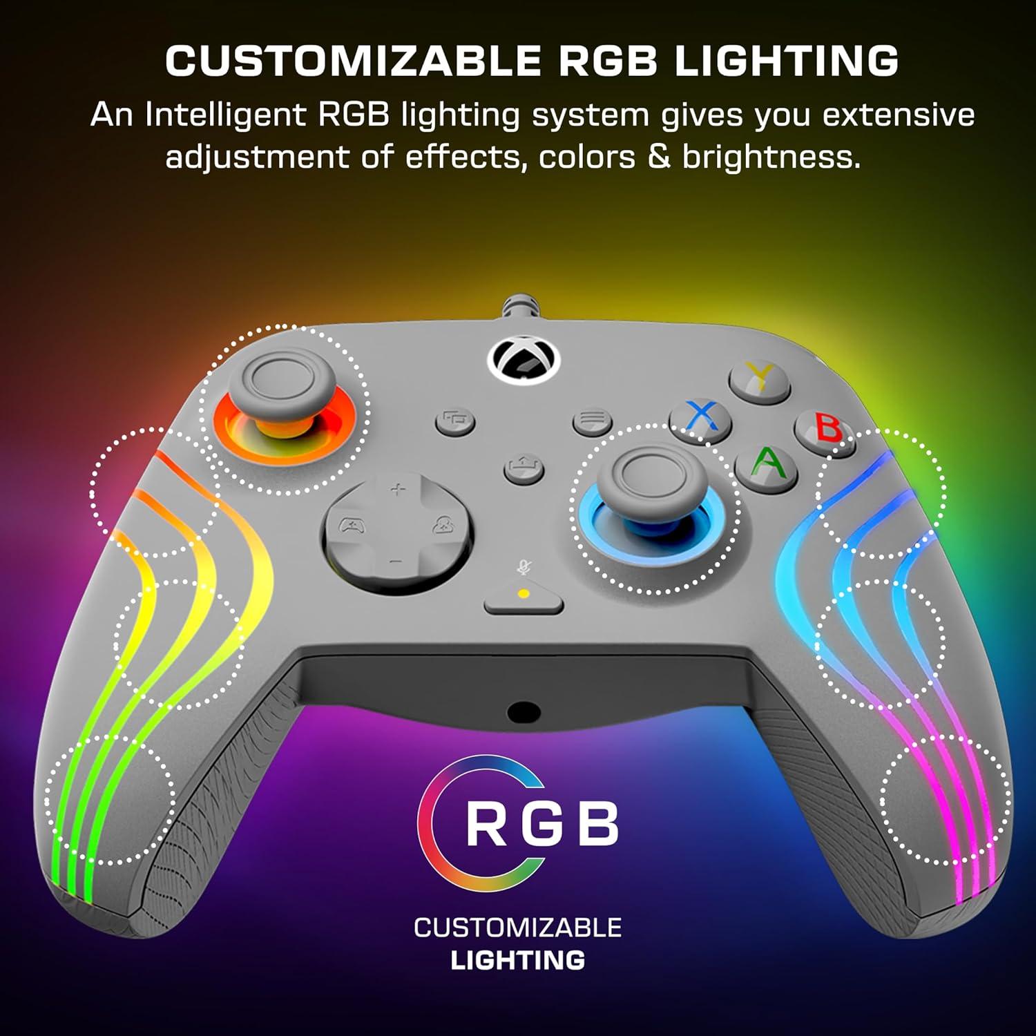 image:imageTurtle Beach Afterglow Ignite Wired RGB Gaming Controller for Xbox amp PC Customizable RGB Remappable Buttons HallEffect Hair Triggers 10ft Cable Officially Licensed by Xbox Time MachineGrey