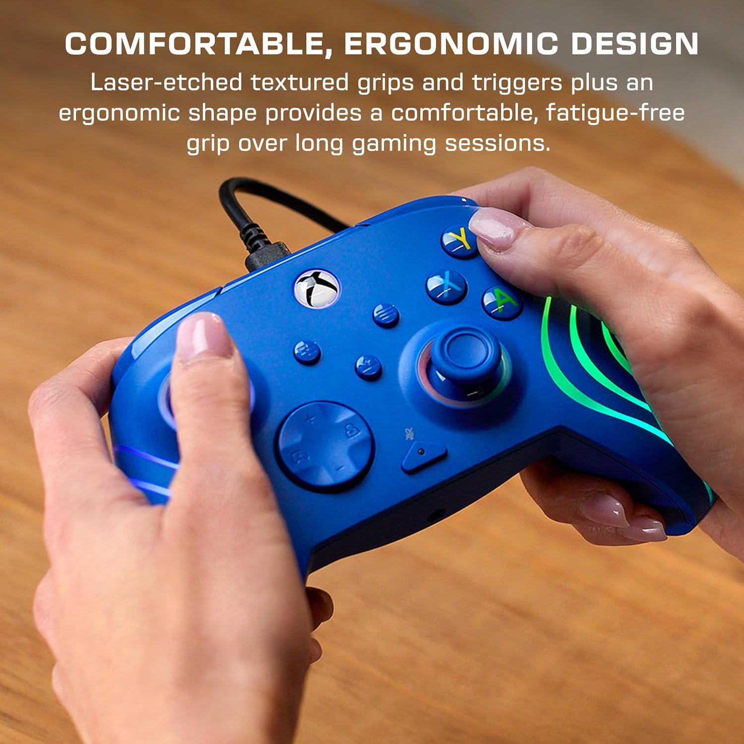 image:imageTurtle Beach Afterglow Ignite Wired RGB Gaming Controller for Xbox amp PC Customizable RGB Remappable Buttons HallEffect Hair Triggers 10ft Cable Officially Licensed by Xbox Time MachineBlue