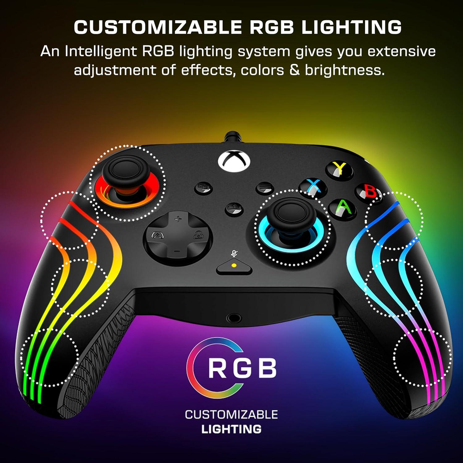 image:imageTurtle Beach Afterglow Ignite Wired RGB Gaming Controller for Xbox amp PC Customizable RGB Remappable Buttons HallEffect Hair Triggers 10ft Cable Officially Licensed by Xbox Time MachineBlack
