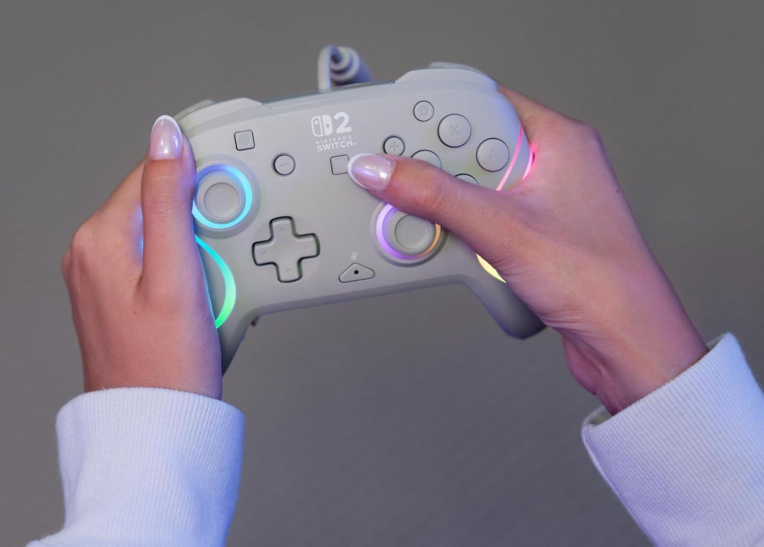 image:imageTurtle Beach Afterglow Wave Wired RGB Gaming Controller Officially Licensed for Nintendo Switch 2 Nintendo SwitchSwitch LiteOLED HallEffect Thumbsticks Customizable Lighting BlueGray