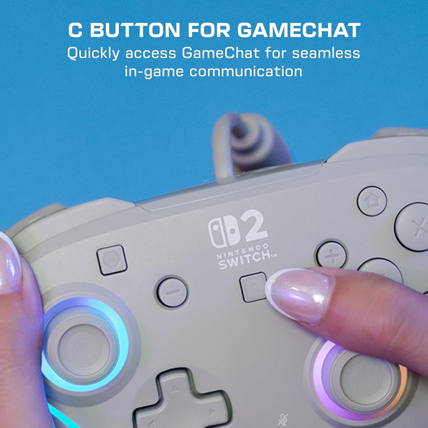 image:imageTurtle Beach Afterglow Wave Wired RGB Gaming Controller Officially Licensed for Nintendo Switch 2 Nintendo SwitchSwitch LiteOLED HallEffect Thumbsticks Customizable Lighting BlueGray