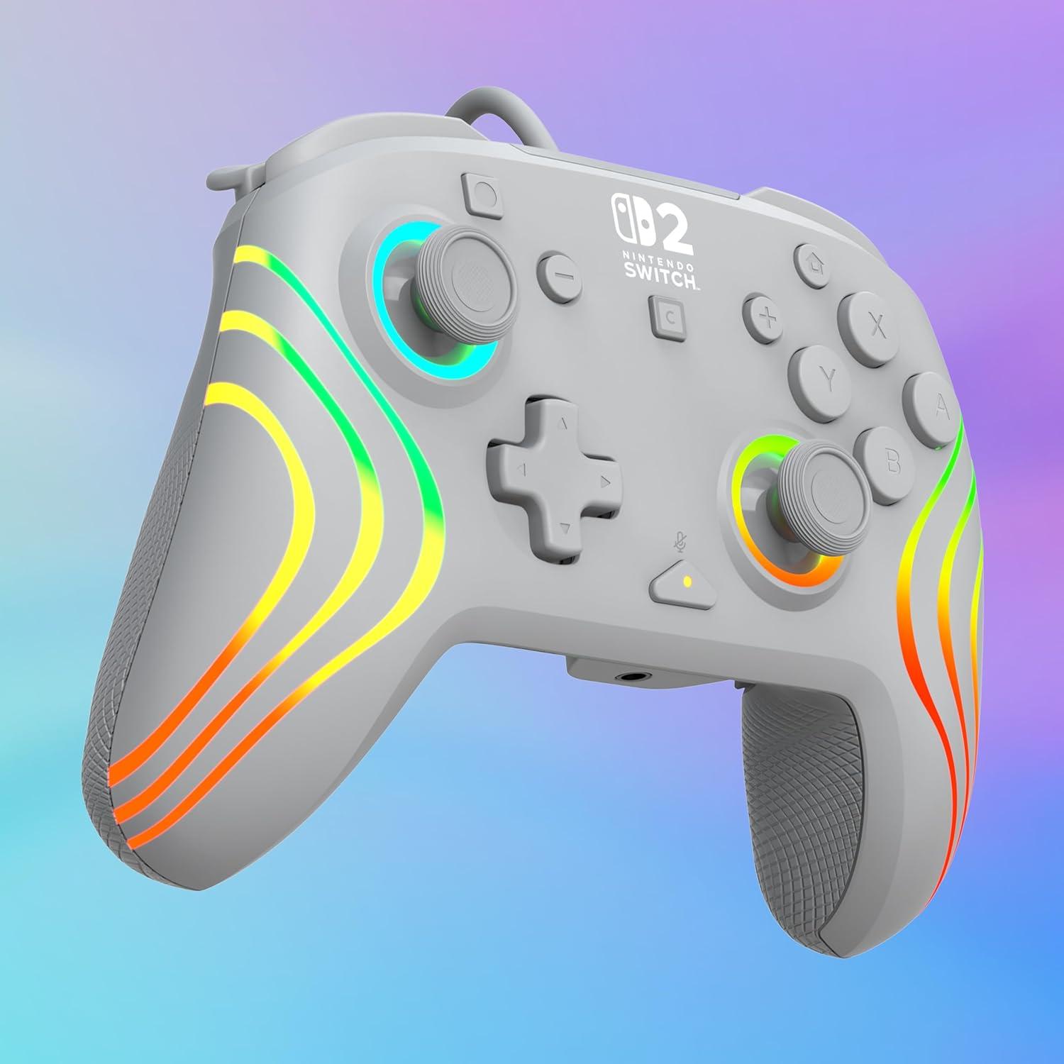 image:imageTurtle Beach Afterglow Wave Wired RGB Gaming Controller Officially Licensed for Nintendo Switch 2 Nintendo SwitchSwitch LiteOLED HallEffect Thumbsticks Customizable Lighting BlueGray