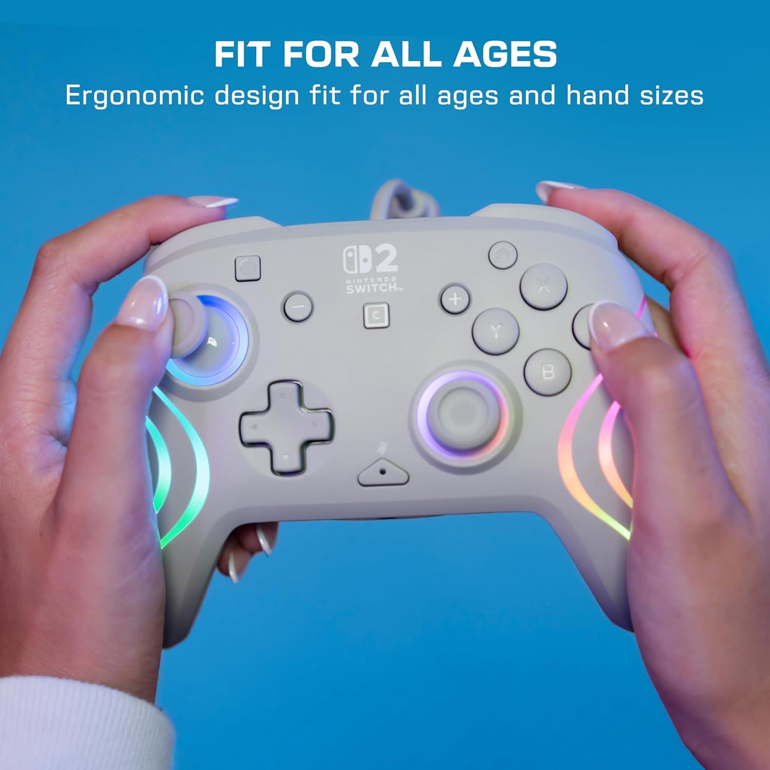 image:imageTurtle Beach Afterglow Wave Wired RGB Gaming Controller Officially Licensed for Nintendo Switch 2 Nintendo SwitchSwitch LiteOLED HallEffect Thumbsticks Customizable Lighting BlueGray