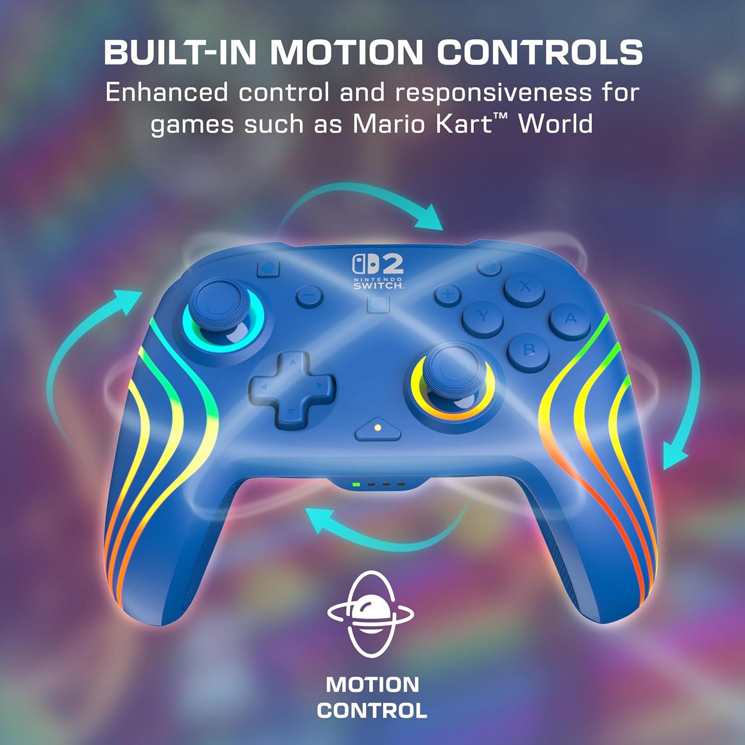 image:imageTurtle Beach Afterglow Wave Wireless RGB Gaming Controller Officially Licensed for Nintendo Switch 2 Nintendo SwitchSwitch LiteOLED TMR Thumbsticks Customizable Lighting BlackBlue