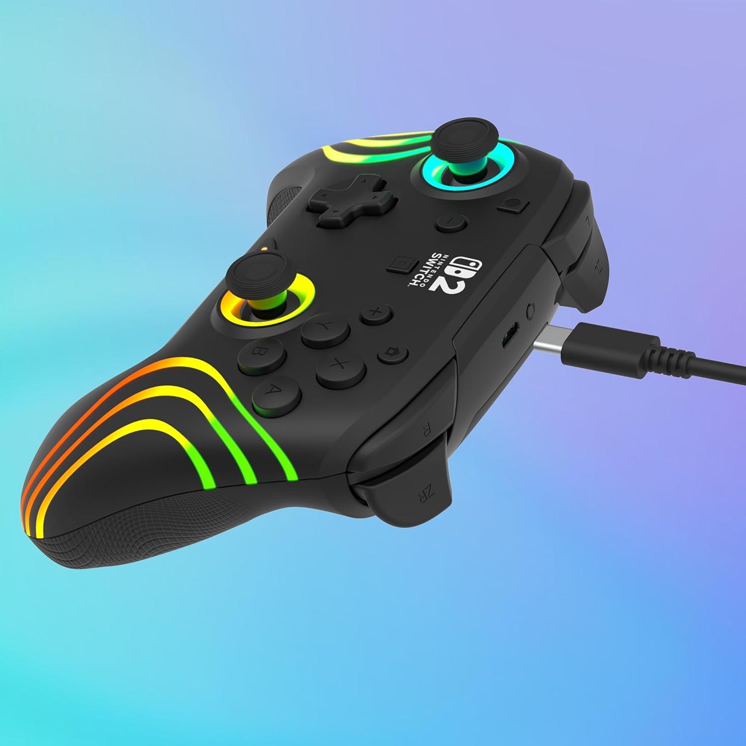 image:imageTurtle Beach Afterglow Wave Wireless RGB Gaming Controller Officially Licensed for Nintendo Switch 2 Nintendo SwitchSwitch LiteOLED TMR Thumbsticks Customizable Lighting BlackBlack