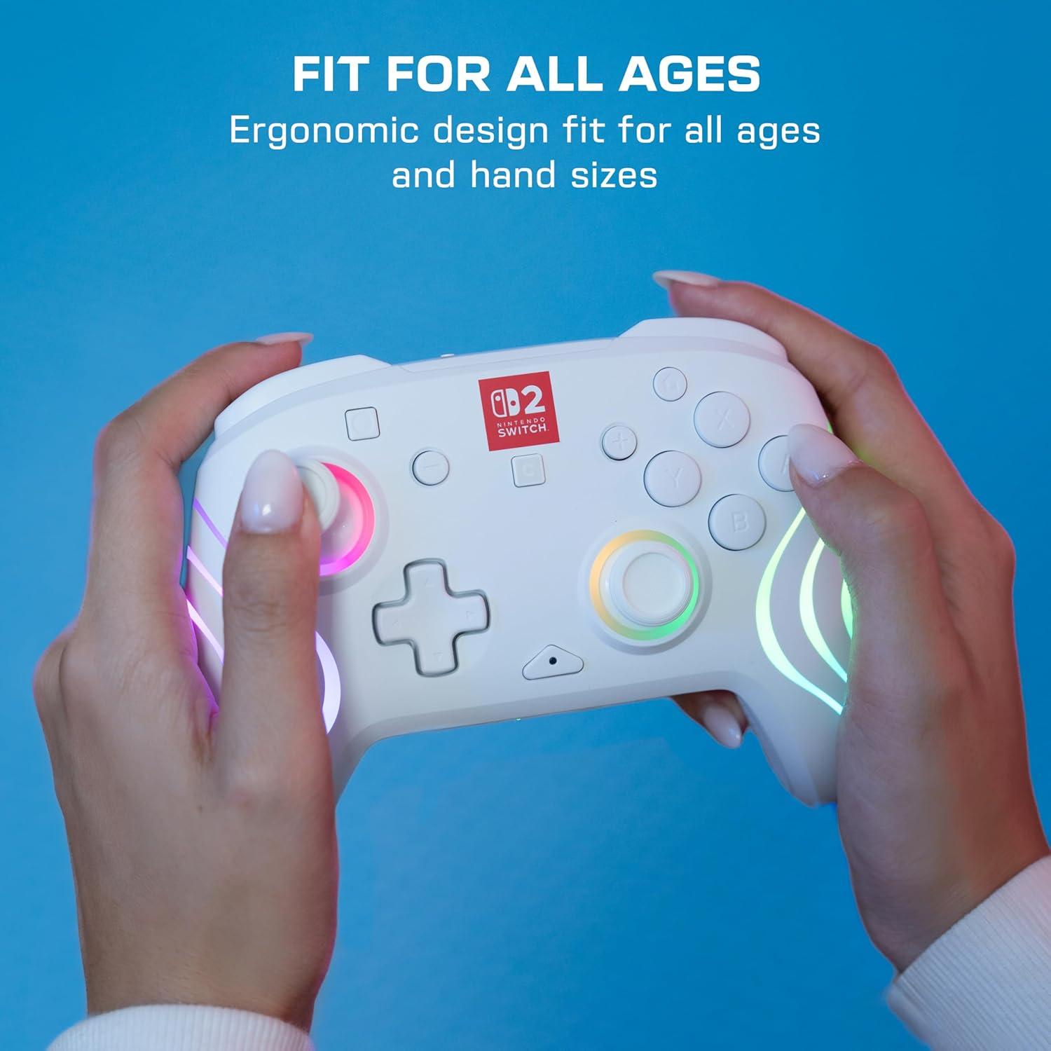 image:imageTurtle Beach Afterglow Wave Wireless RGB Gaming Controller Officially Licensed for Nintendo Switch 2 Nintendo SwitchSwitch LiteOLED TMR Thumbsticks Customizable Lighting BlackWhite