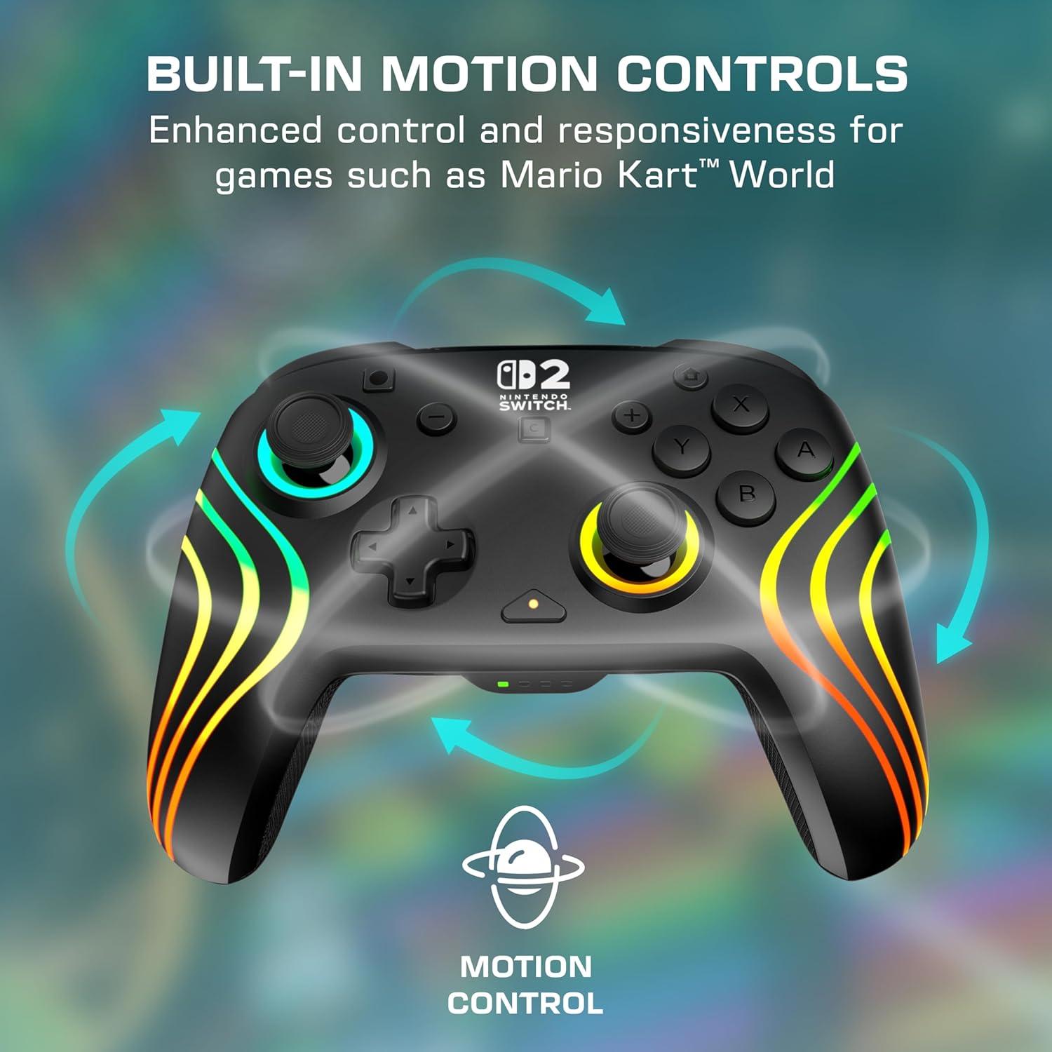 image:imageTurtle Beach Afterglow Wave Wireless RGB Gaming Controller Officially Licensed for Nintendo Switch 2 Nintendo SwitchSwitch LiteOLED TMR Thumbsticks Customizable Lighting BlackBlack
