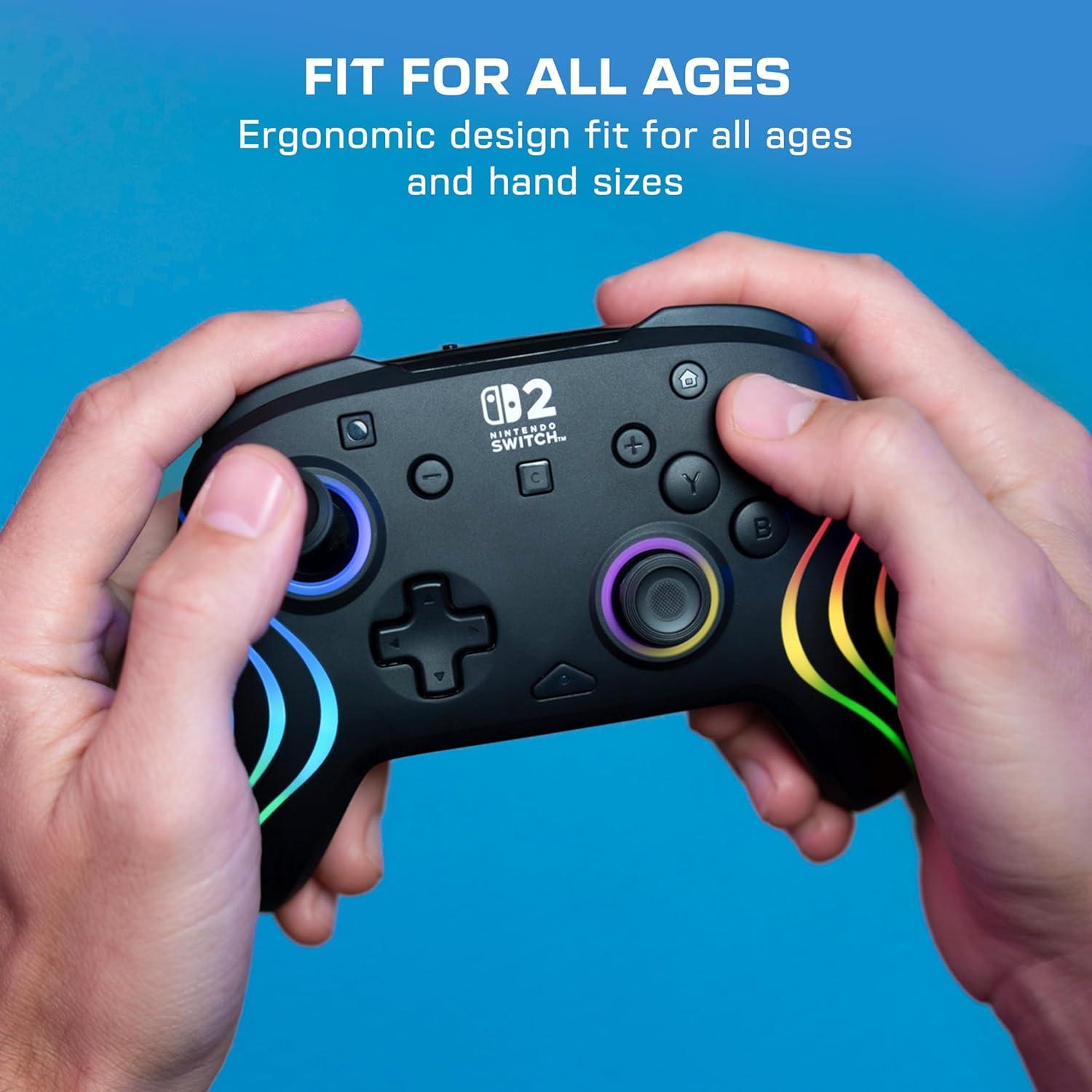 image:imageTurtle Beach Afterglow Wave Wireless RGB Gaming Controller Officially Licensed for Nintendo Switch 2 Nintendo SwitchSwitch LiteOLED TMR Thumbsticks Customizable Lighting BlackBlack