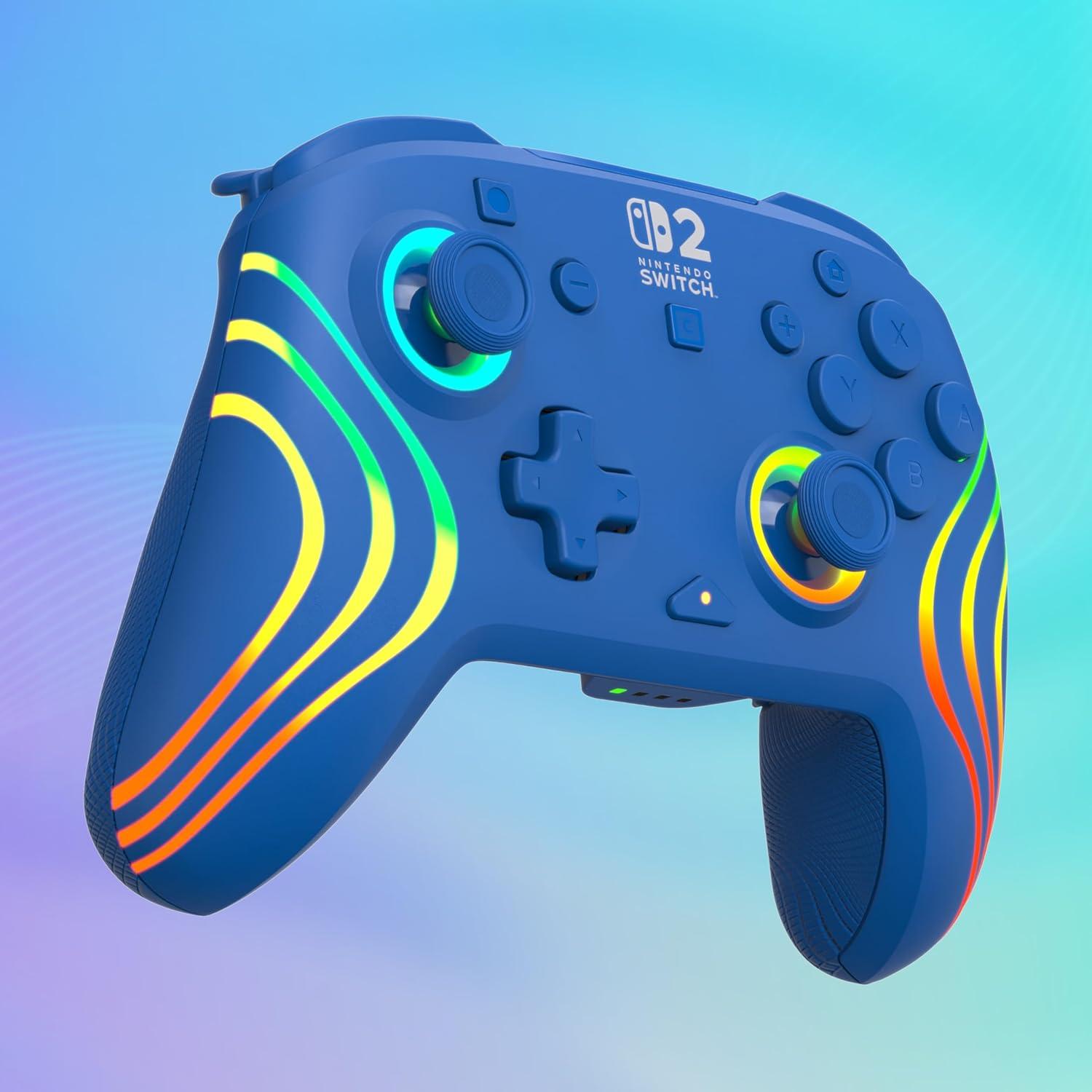 image:imageTurtle Beach Afterglow Wave Wireless RGB Gaming Controller Officially Licensed for Nintendo Switch 2 Nintendo SwitchSwitch LiteOLED TMR Thumbsticks Customizable Lighting BlackBlue