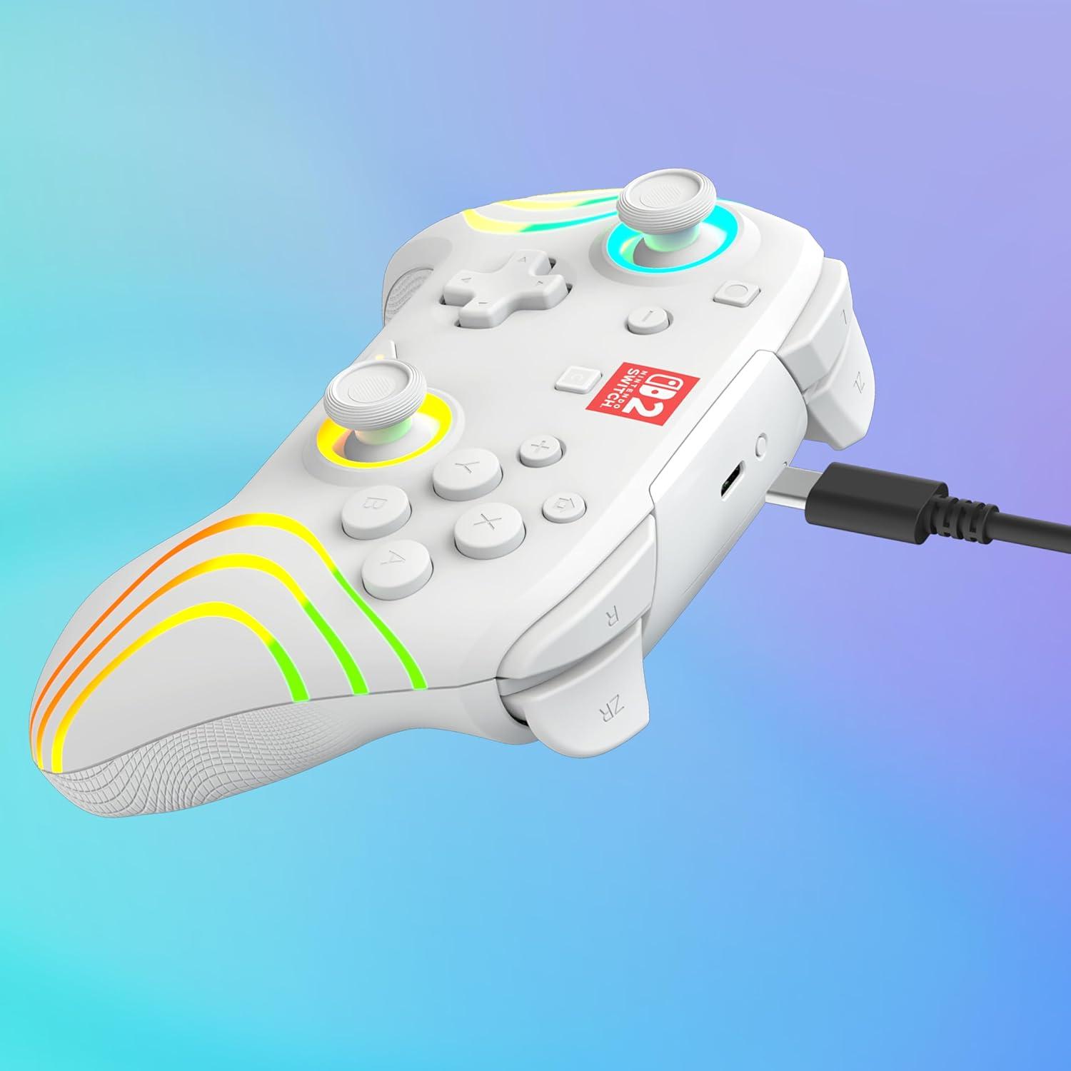 image:imageTurtle Beach Afterglow Wave Wireless RGB Gaming Controller Officially Licensed for Nintendo Switch 2 Nintendo SwitchSwitch LiteOLED TMR Thumbsticks Customizable Lighting BlackWhite