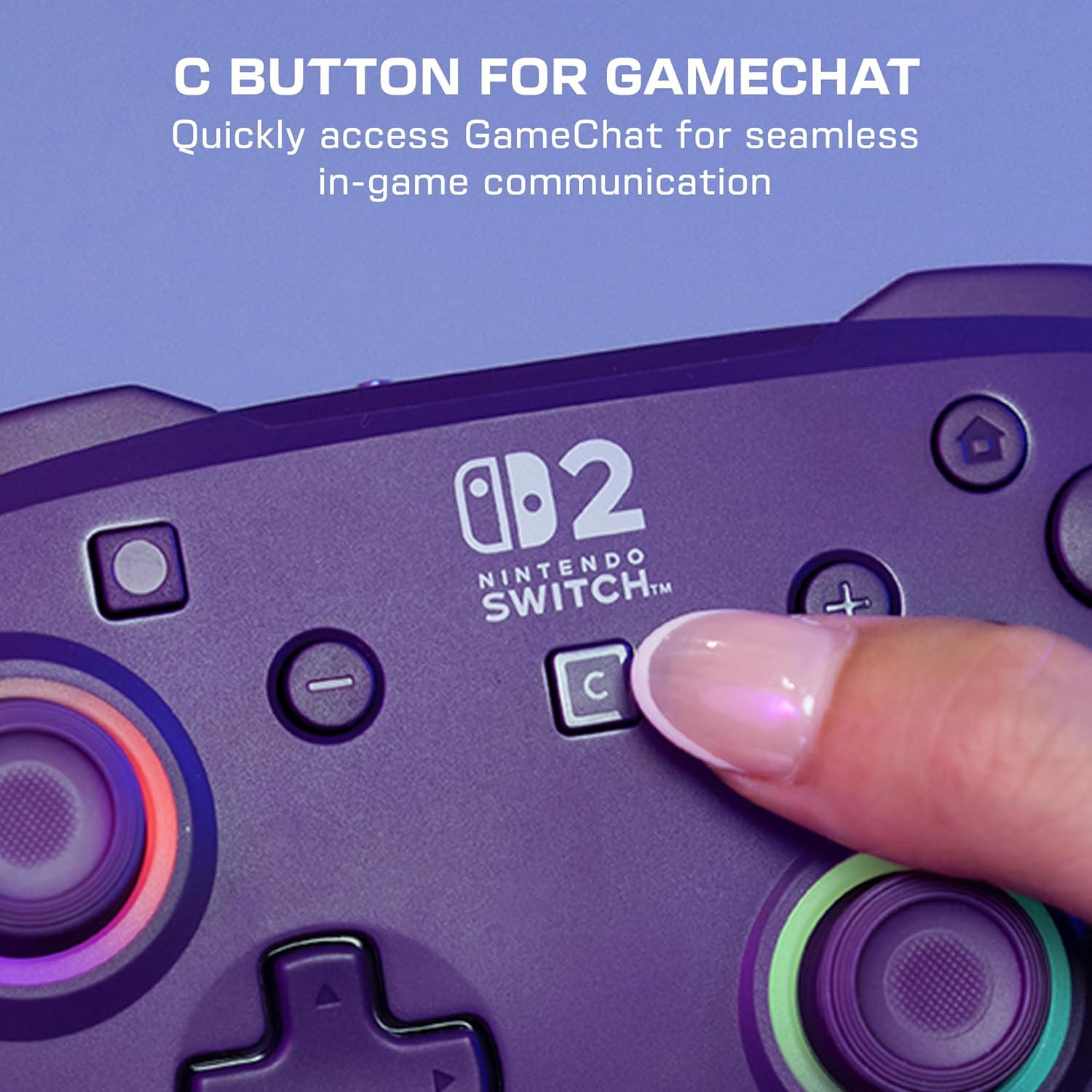 image:imageTurtle Beach Afterglow Wave Wireless RGB Gaming Controller Officially Licensed for Nintendo Switch 2 Nintendo SwitchSwitch LiteOLED TMR Thumbsticks Customizable Lighting BlackPurple
